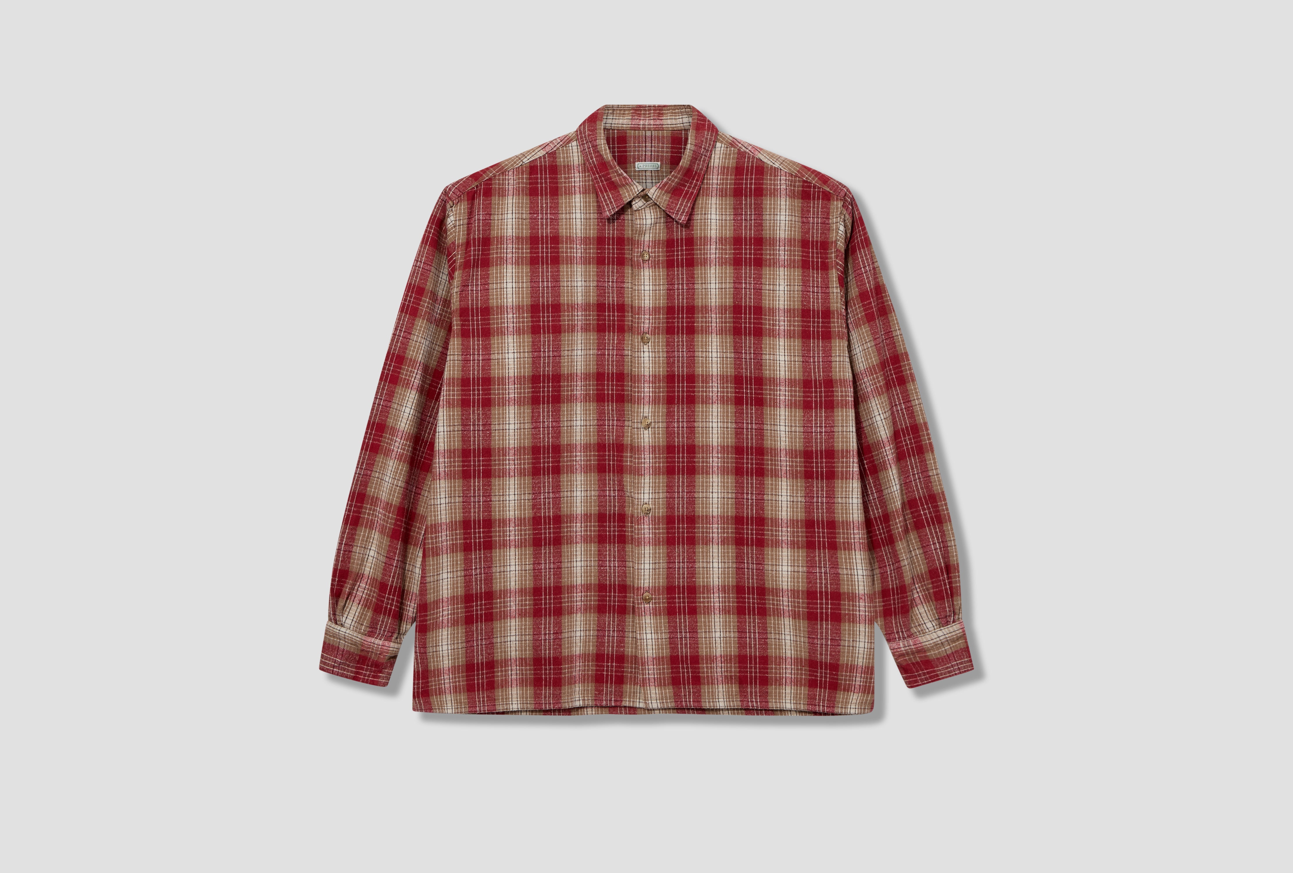 VINTAGE COTTON SILK NEP TWILL CHECK SHIRT 26SAP-02-06 Red