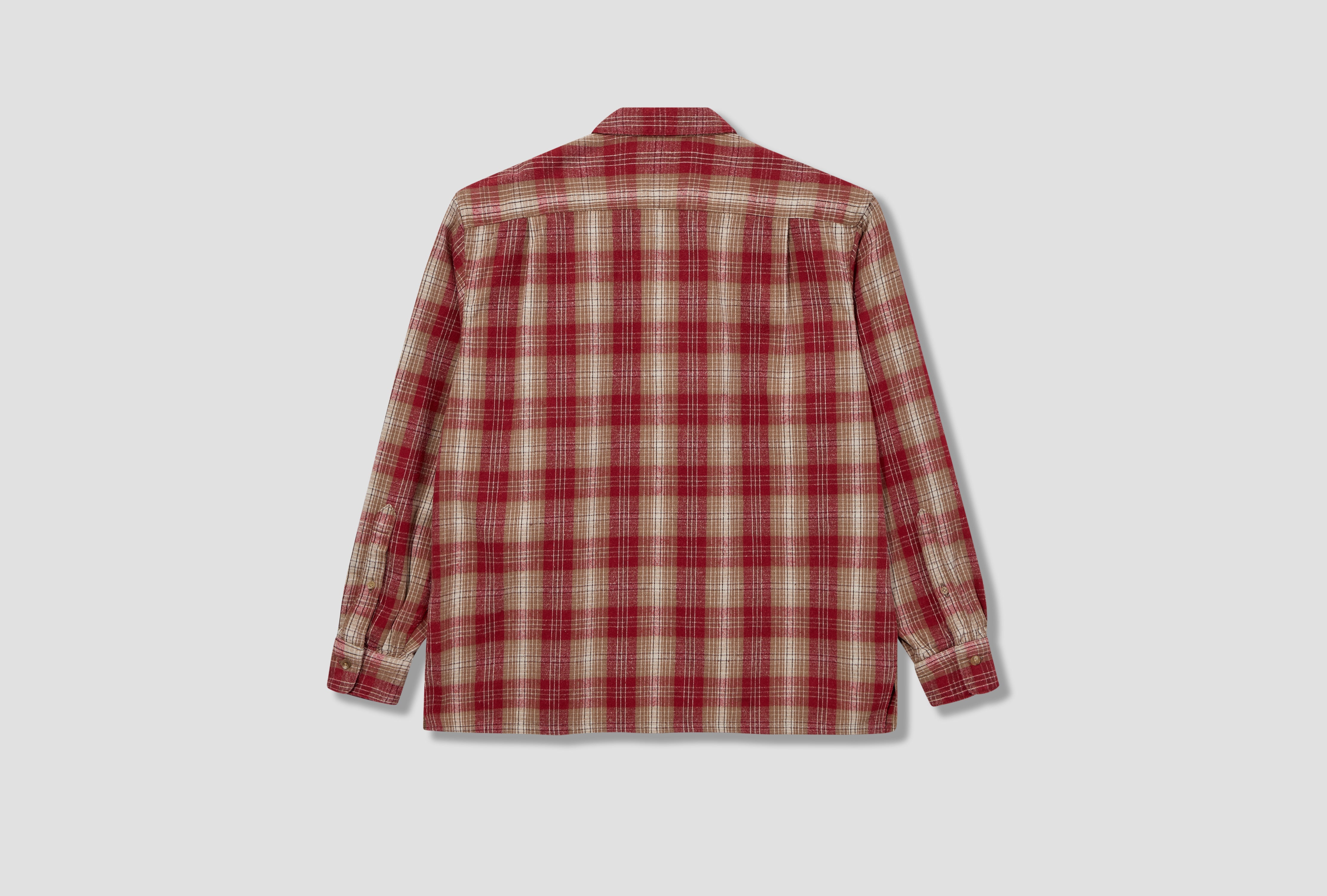 VINTAGE COTTON SILK NEP TWILL CHECK SHIRT 26SAP-02-06 Red