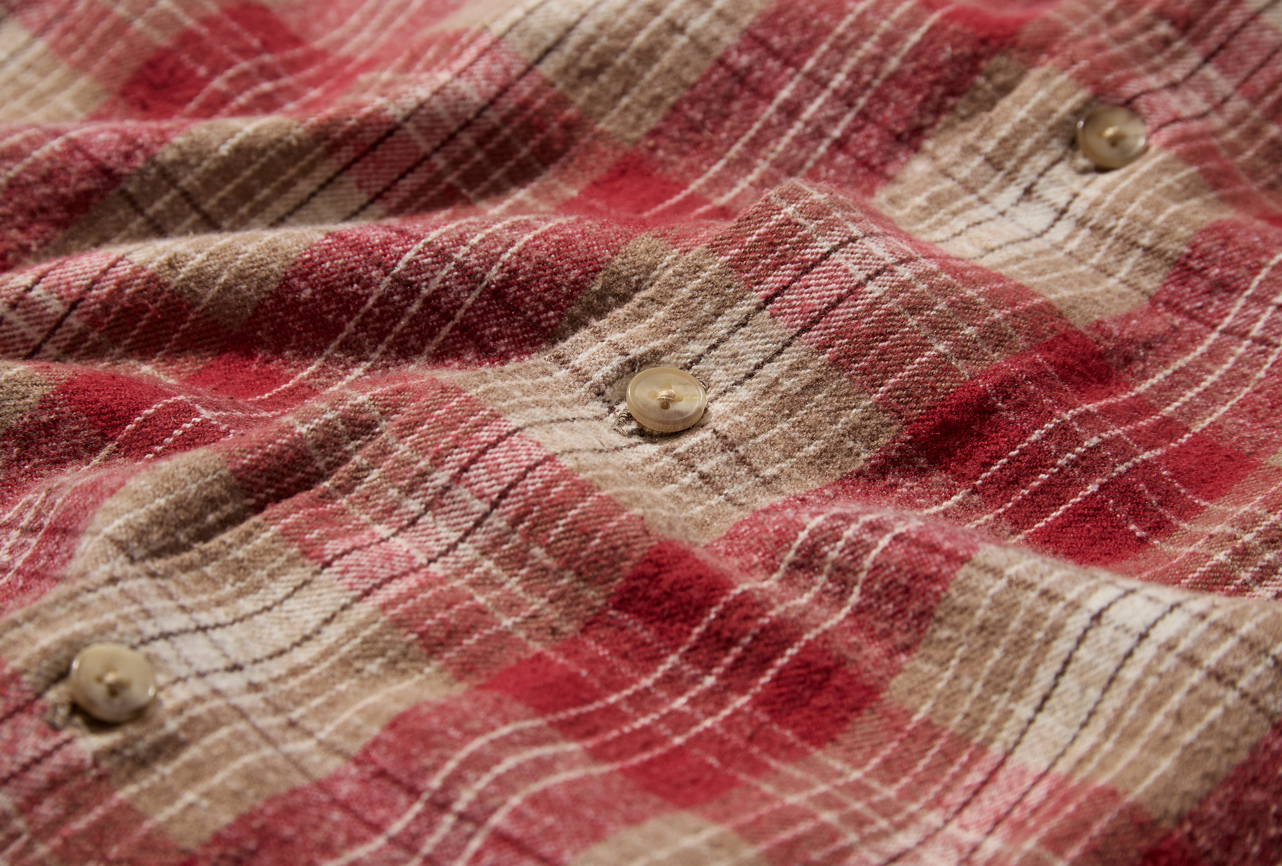 VINTAGE COTTON SILK NEP TWILL CHECK SHIRT 26SAP-02-06 Red