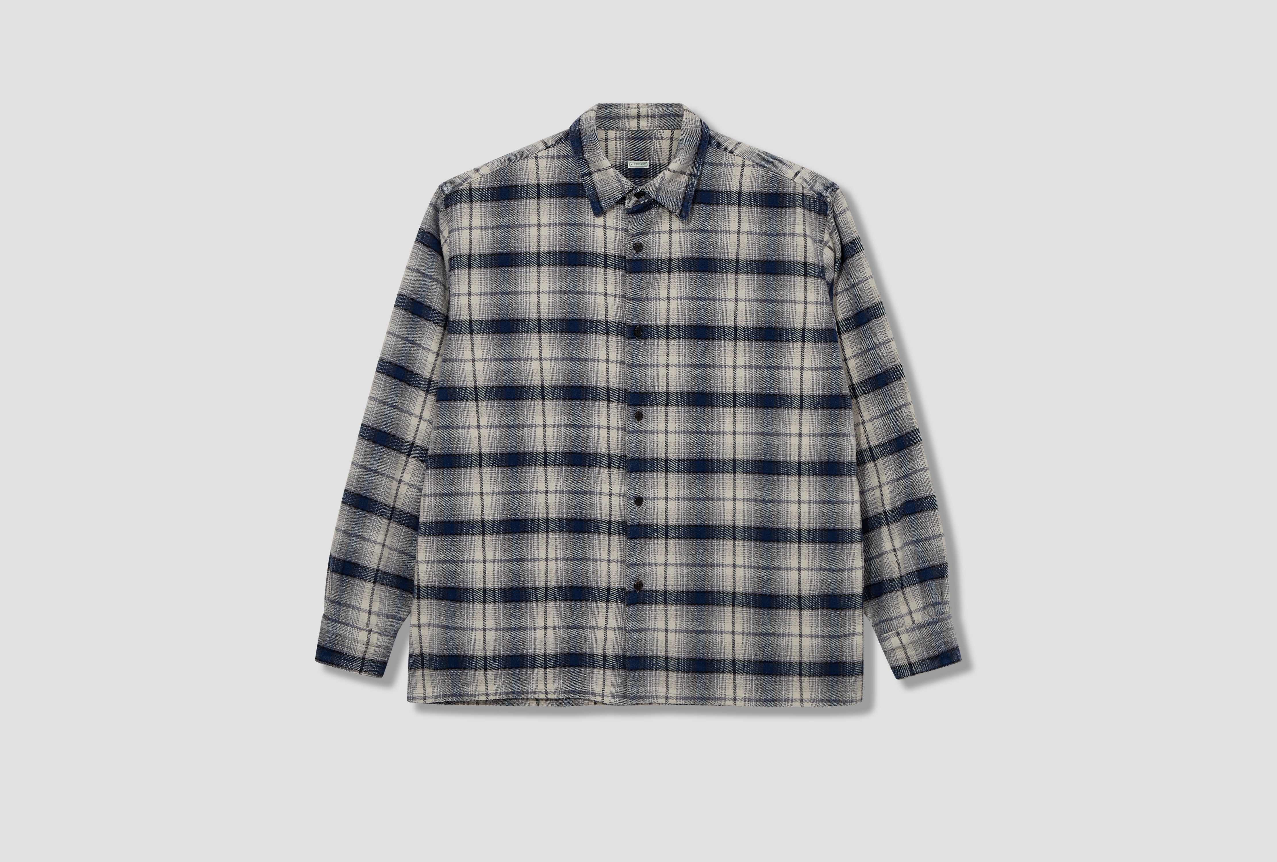 VINTAGE COTTON SILK NEP TWILL CHECK SHIRT 26SAP-02-20 Navy