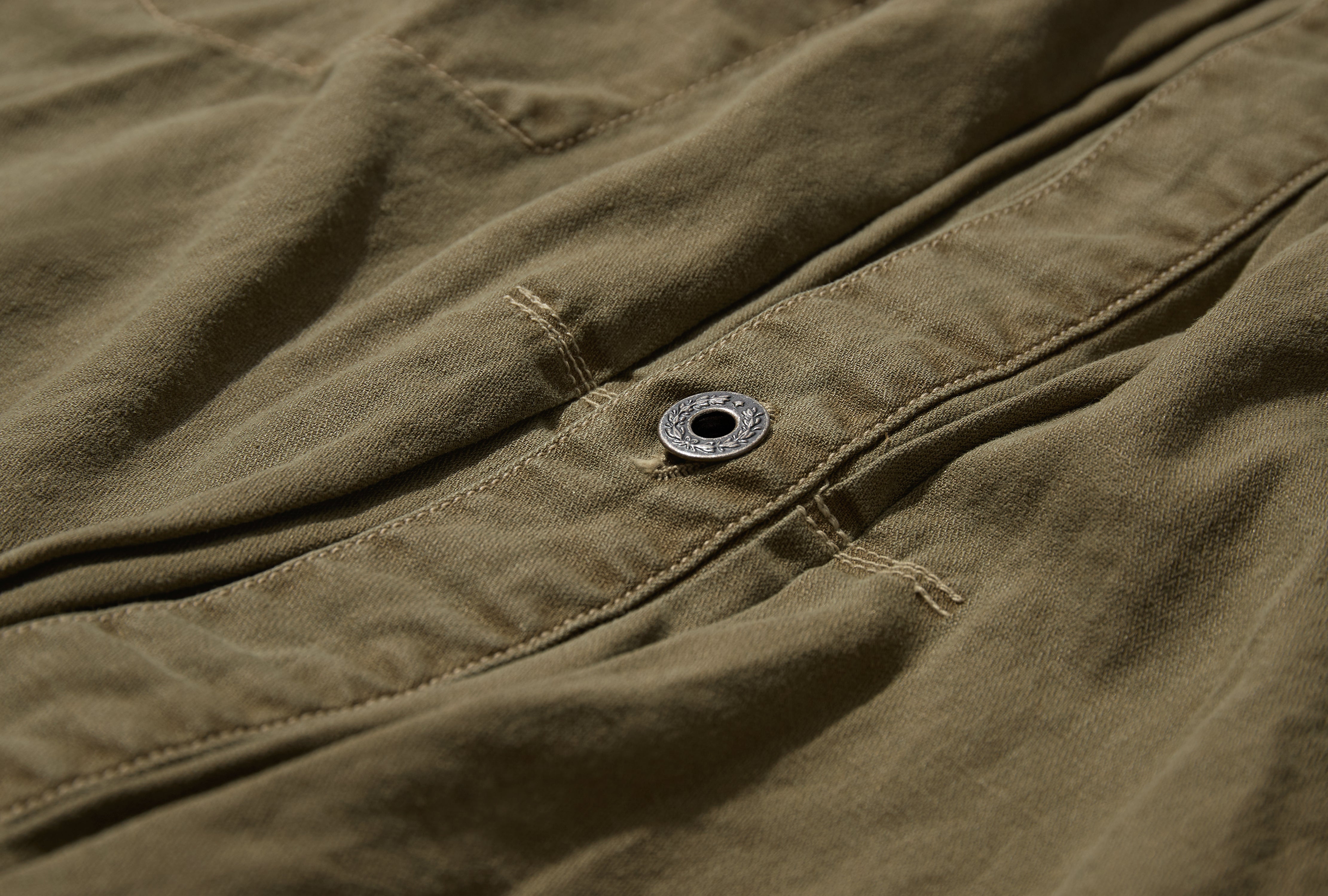 H.THORNHILL - VINTAGE TREAT HERRINGBONE TRUCKER JACKET NN-1902B17 Khaki