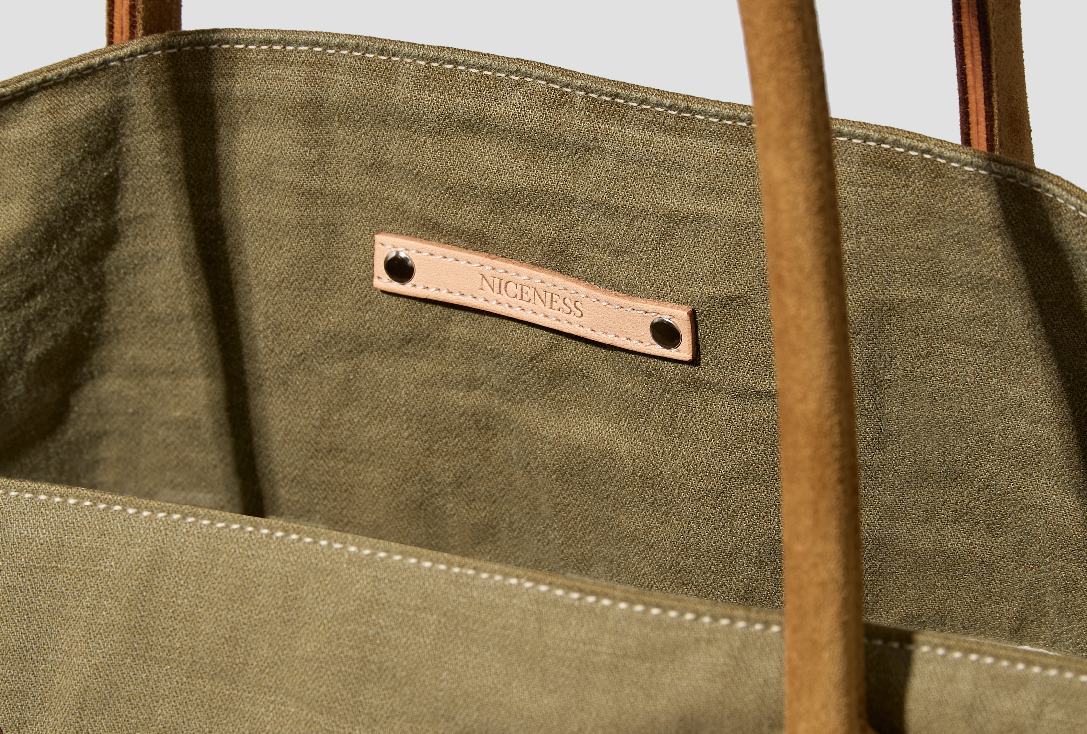 S.APHEX - VINTAGE TREAT HERRINGBONE NN SHIRRING BAG NN-4004A17 Khaki