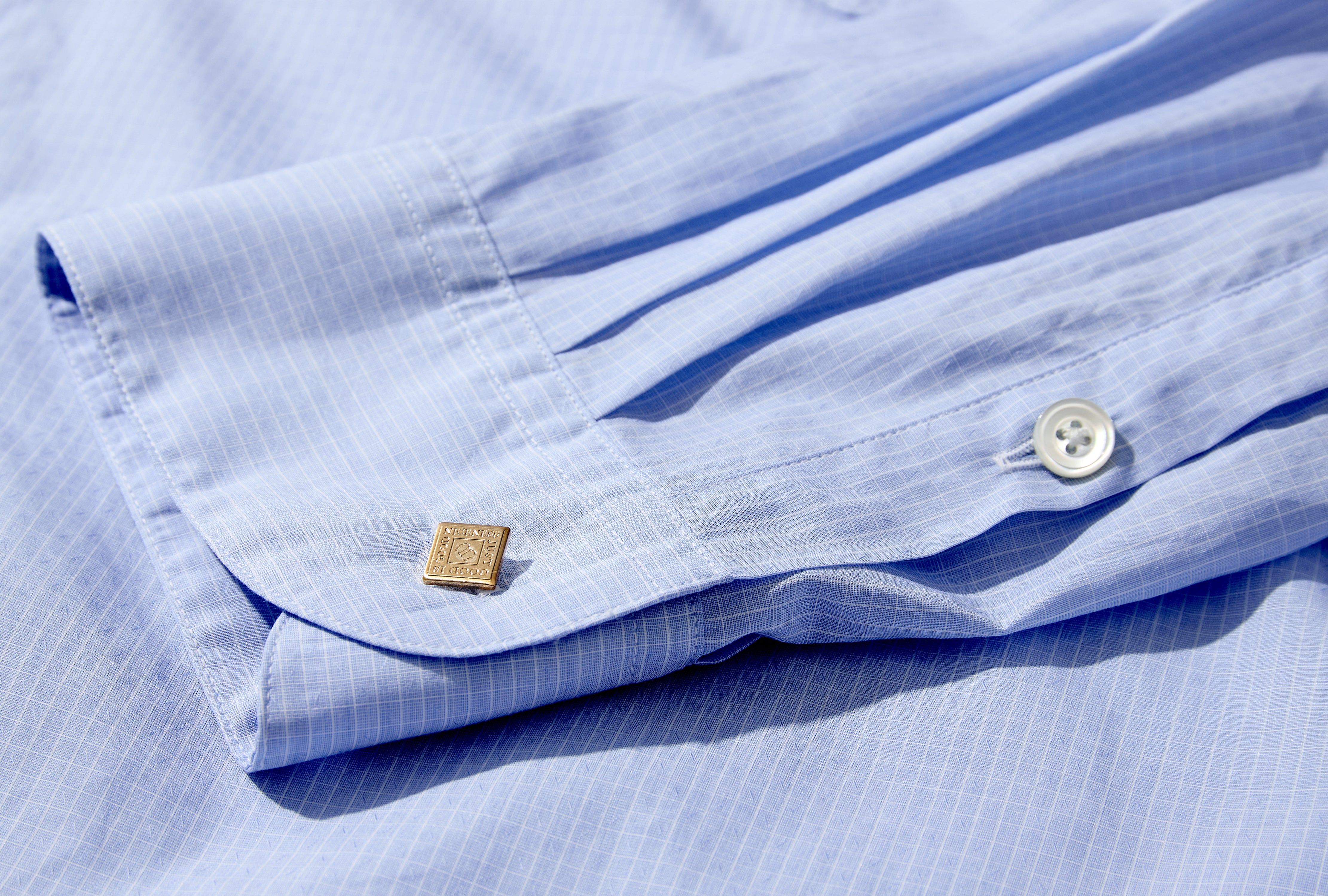 ROMEO - DEAD STOCK LIGHT BLUE PATTERN DRESS SHIRT NN-2702Y17 Check