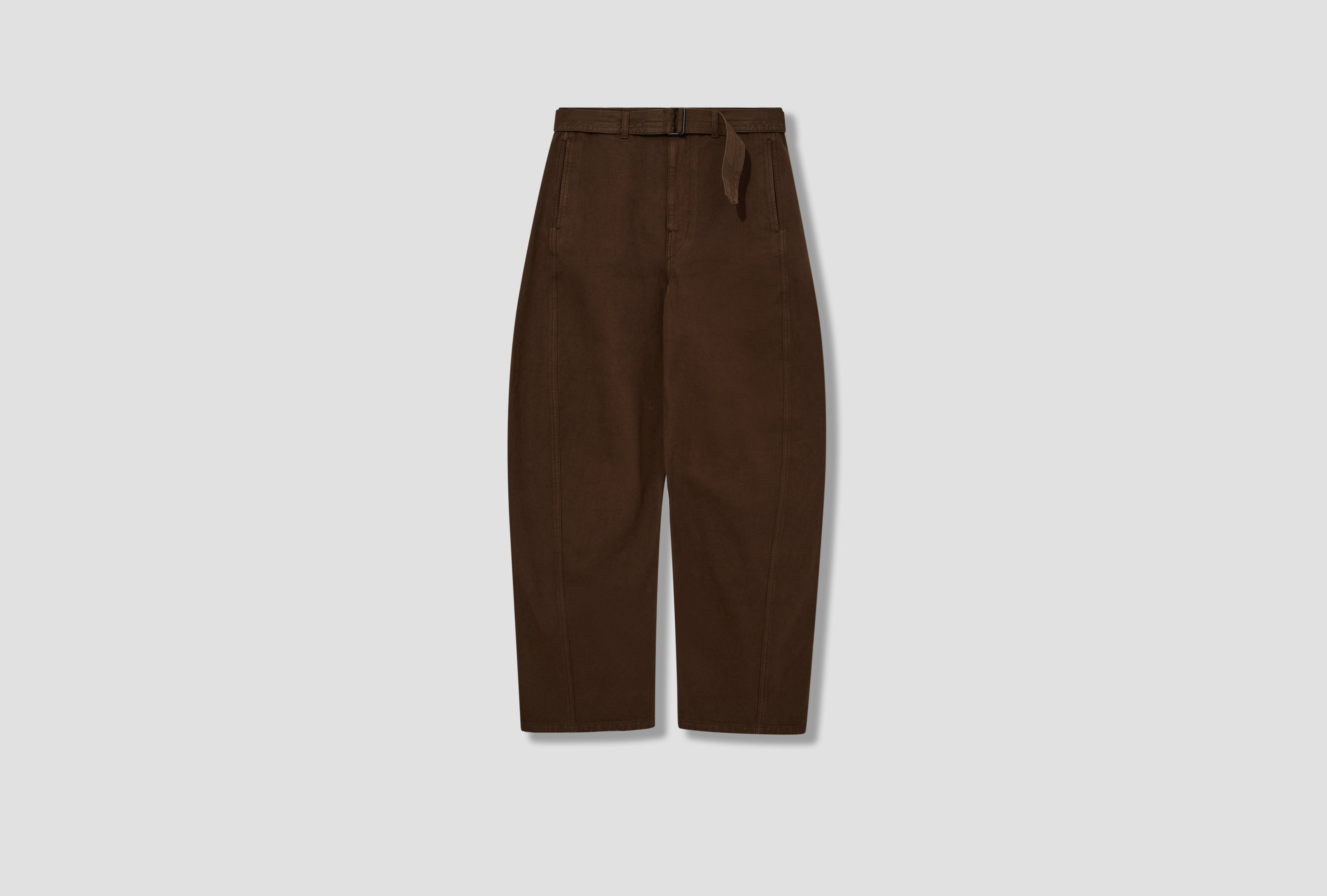 TWISTED BELTED PANTS - DYED HEAVY BROKEN TWILL PA326 LD1068 Brown