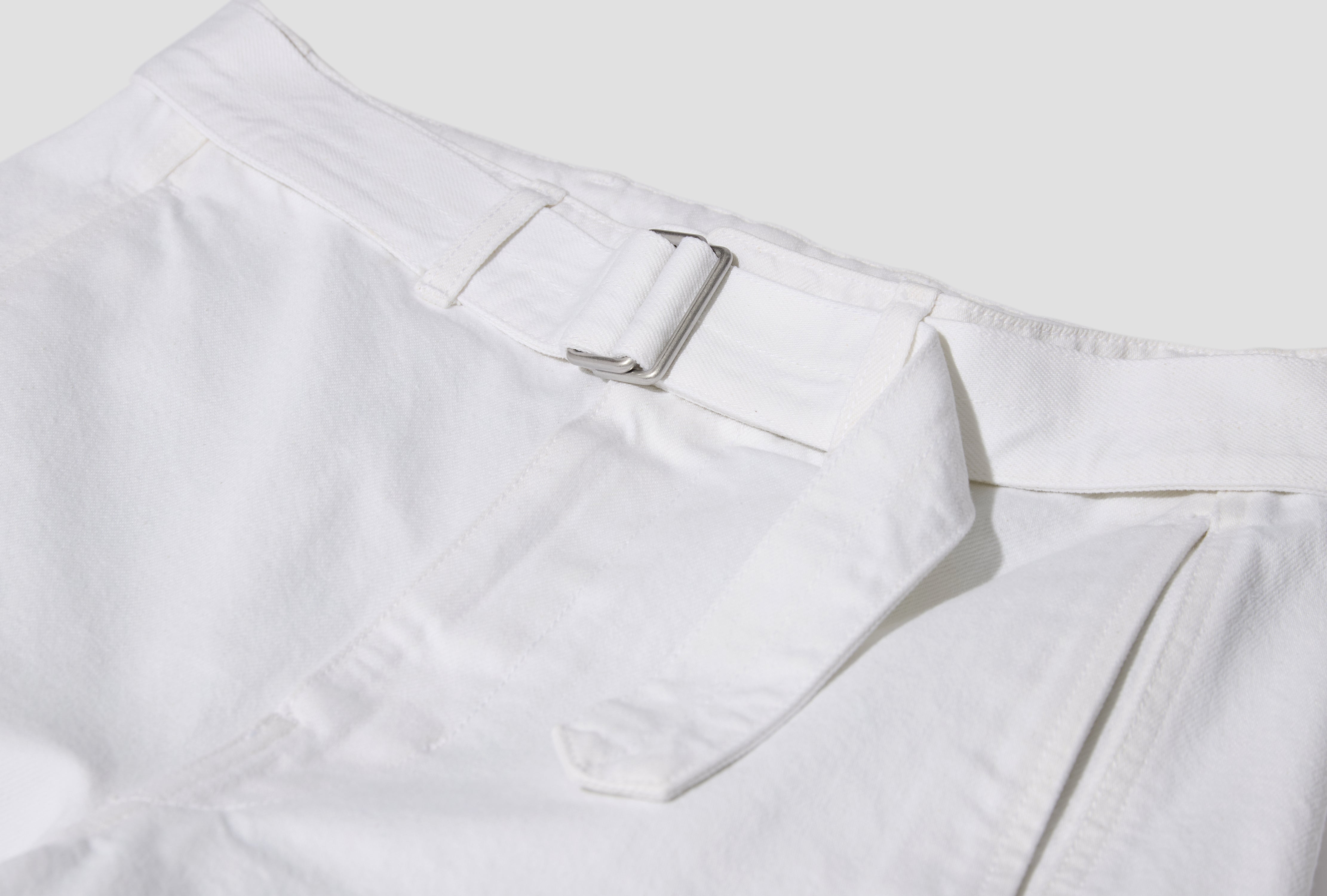 TWISTED BELTED PANTS - BLEACHED HEAVY DENIM PA326 LD1070 White