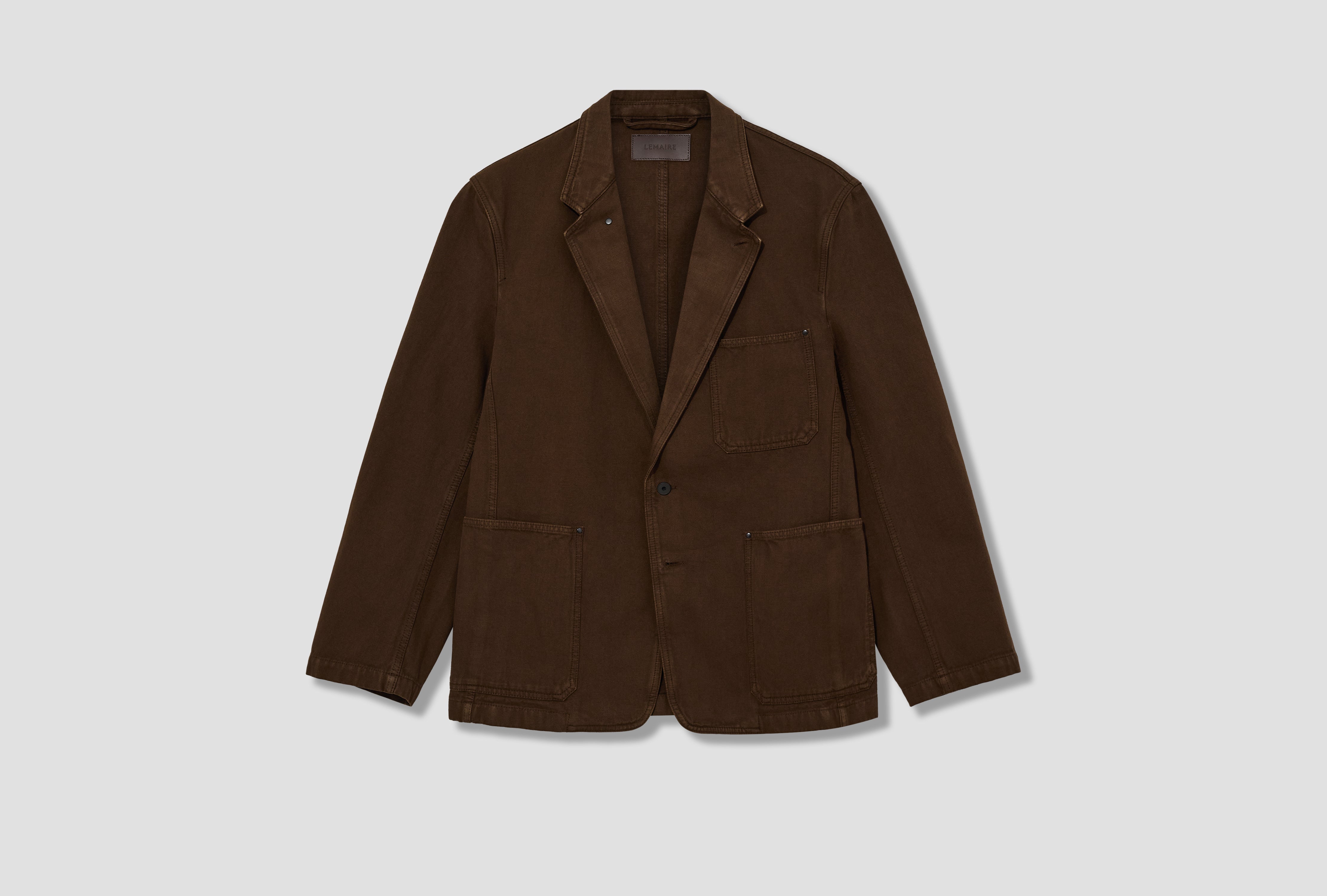 SINGLE BREASTED TAILORED JACKET - DYED HEAVY BROKEN TWILL JA1103 LD1068 Brown