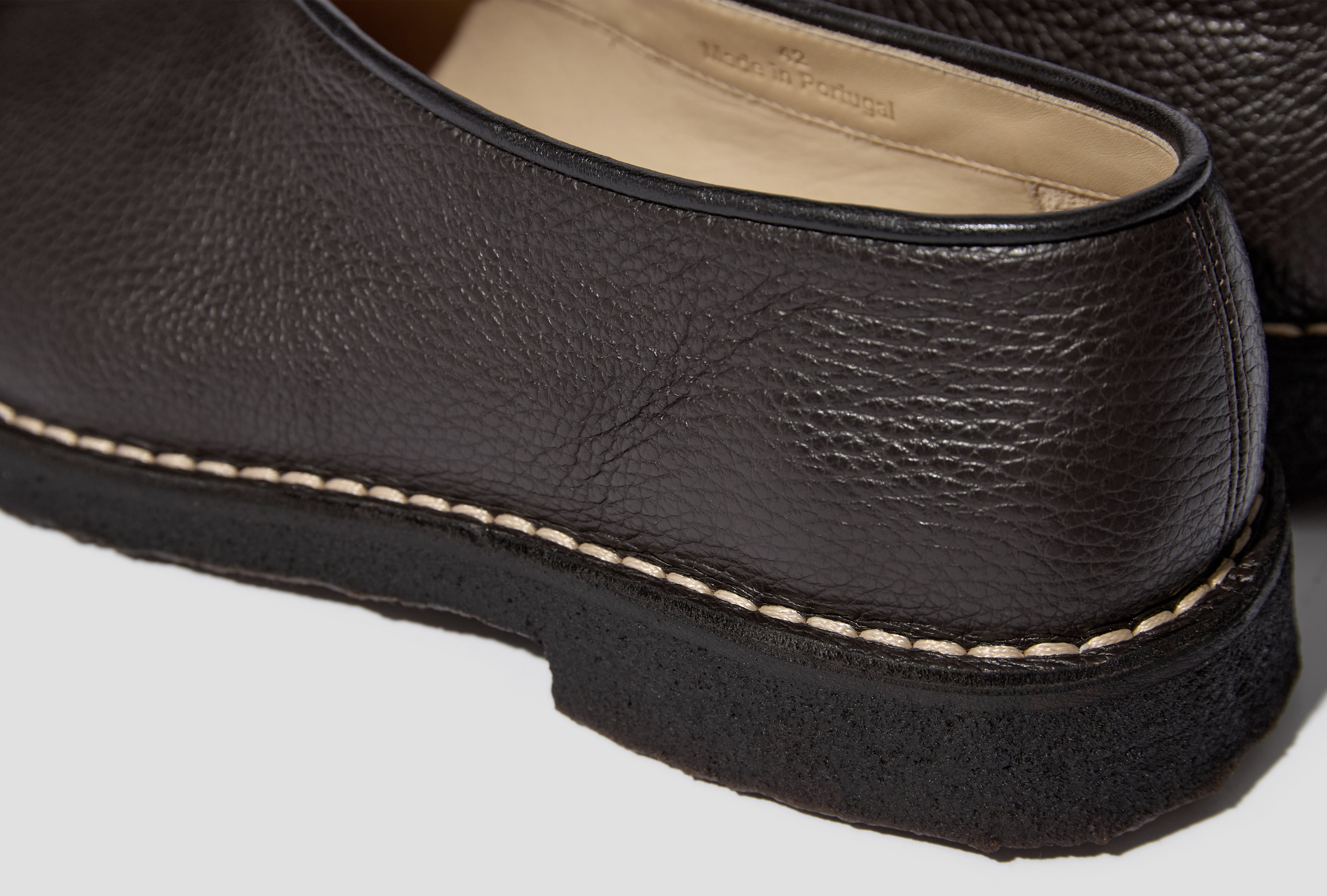 PIPED CREPE SLIPPERS - GRAINED COW LEATHER FO0292 LL205 Dark brown