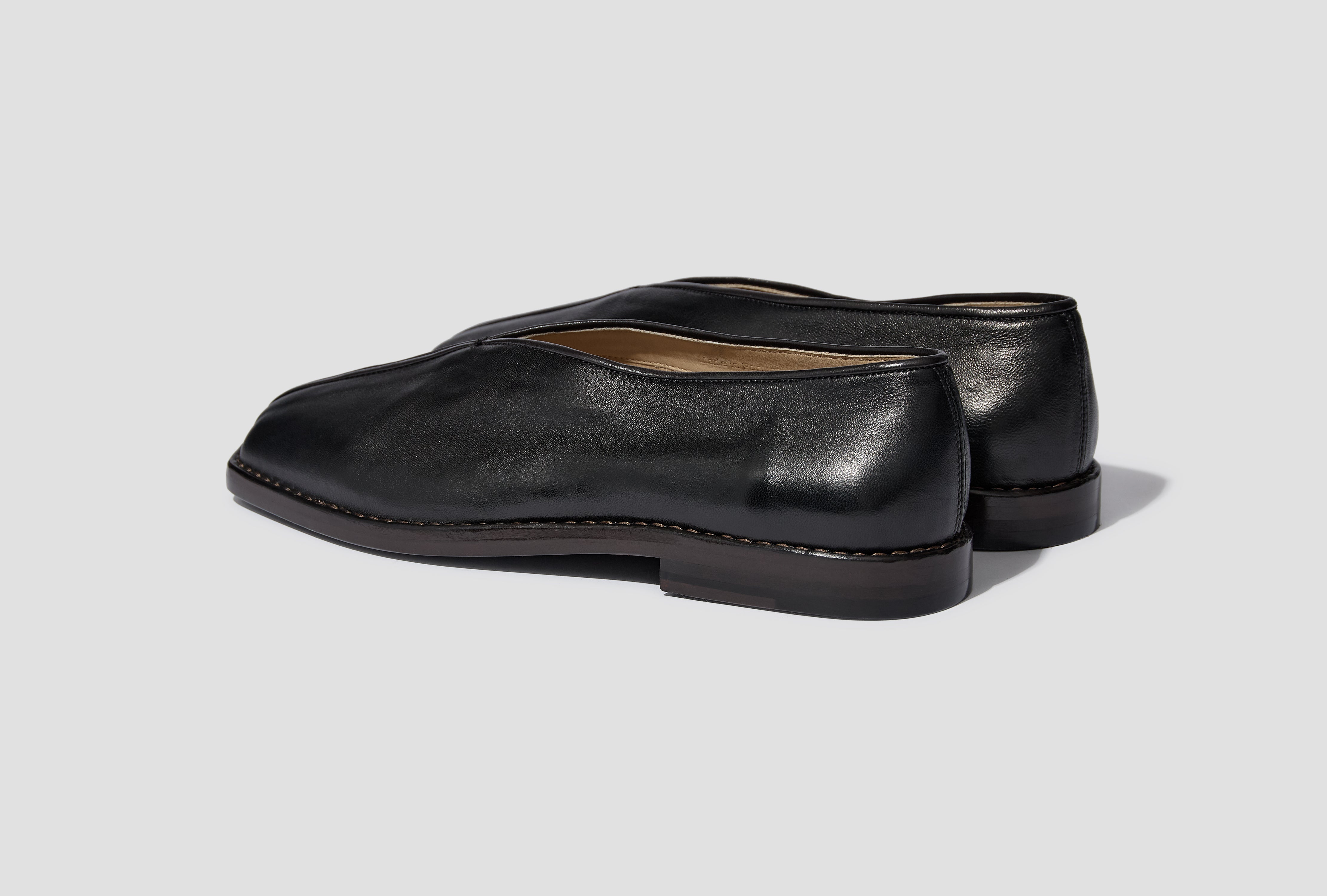 FLAT PIPED SLIPPERS - SHINY NAPPA LAMB FO0290 LL0023 Black