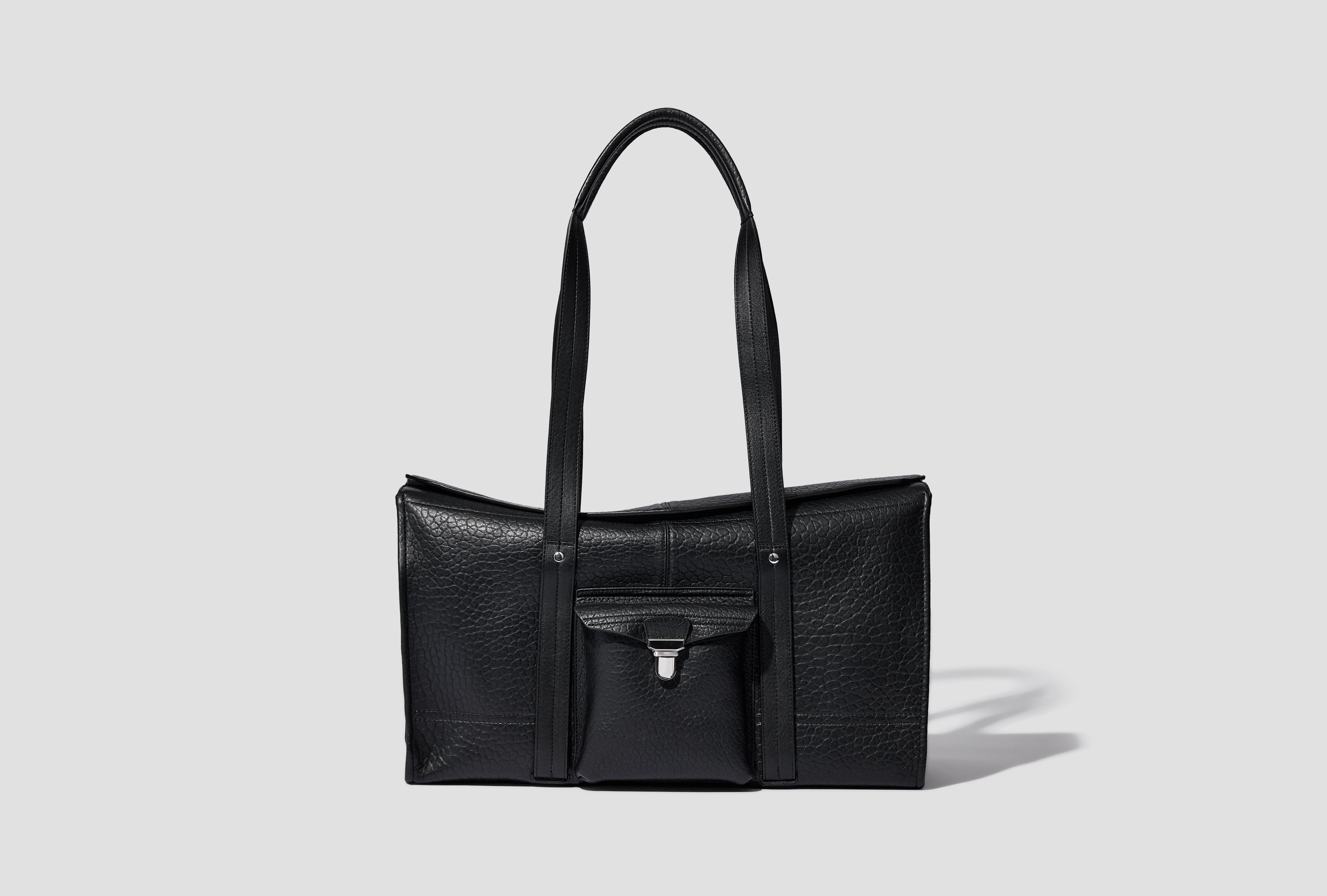 SOFT GEAR TOTE BAG - BUBBLE LAMBSKIN LEATHER BG0220 LL0191 Black