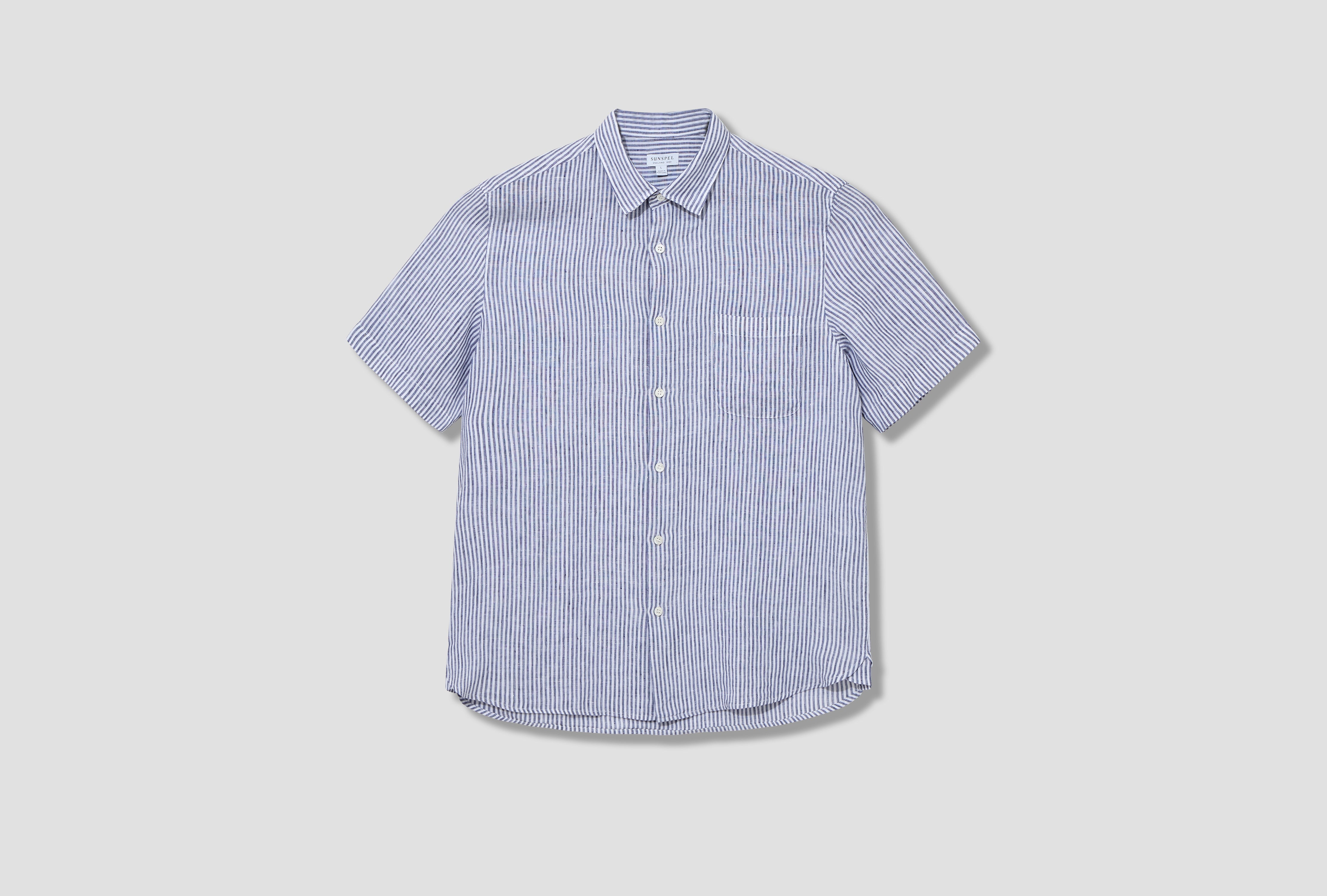 SHORT SLEEVE LINEN SHIRT MSHT2119 Navy
