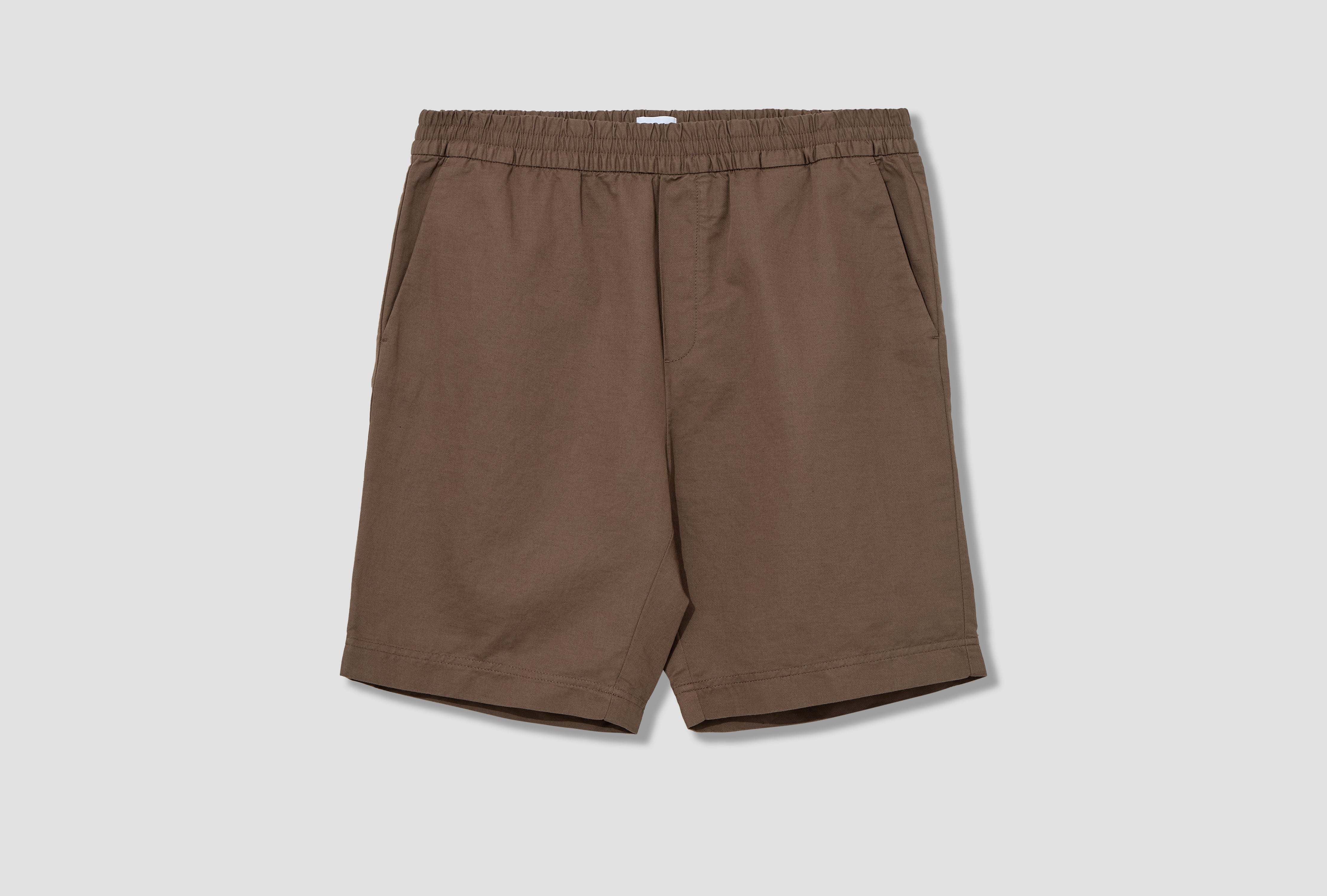 COTTON LINEN DRAWSTRING SHORTS MSHR3519 Brown