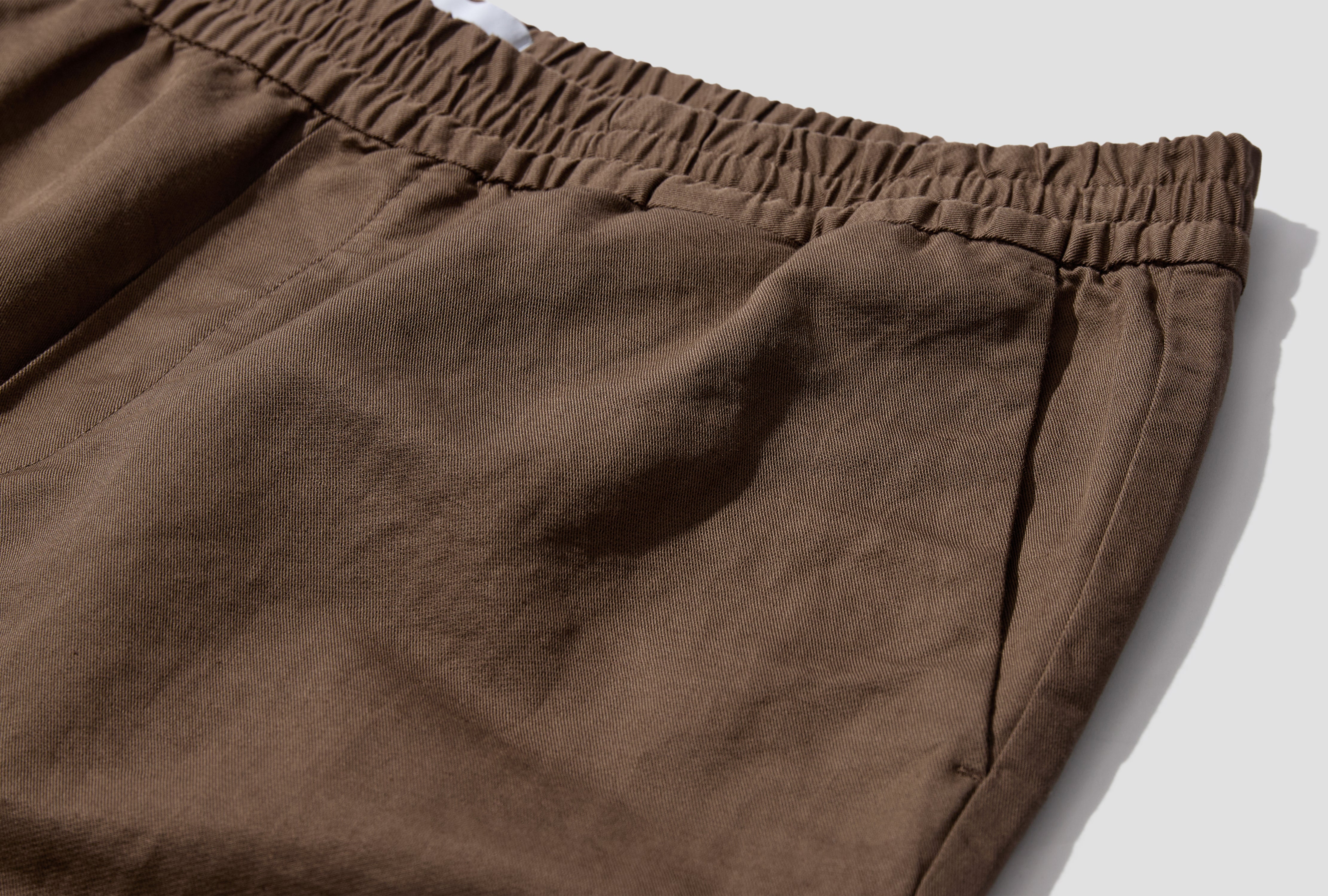 COTTON LINEN DRAWSTRING SHORTS MSHR3519 Brown