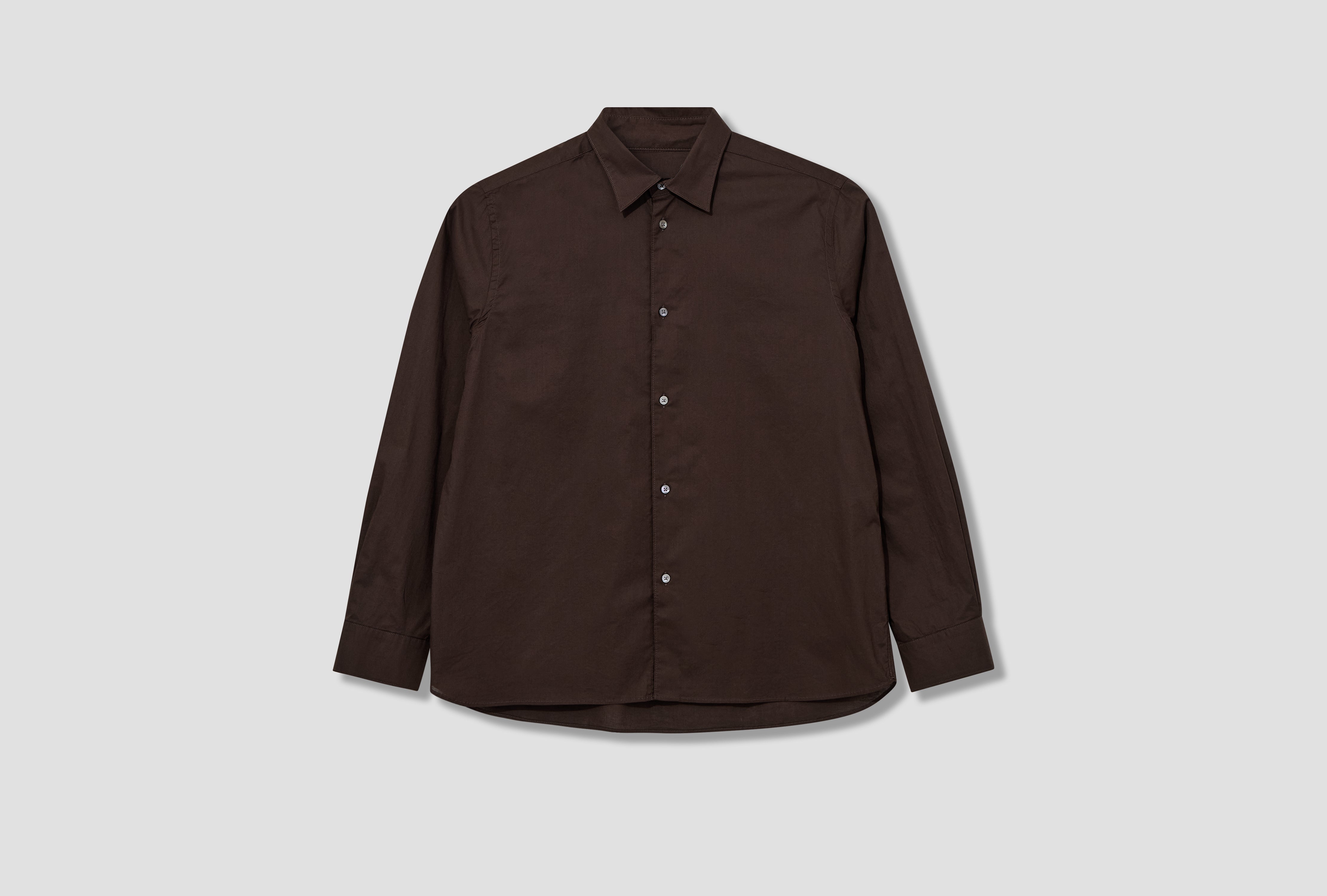 VOLUME SHIRT - WASH COT 3-88S12 Dark brown