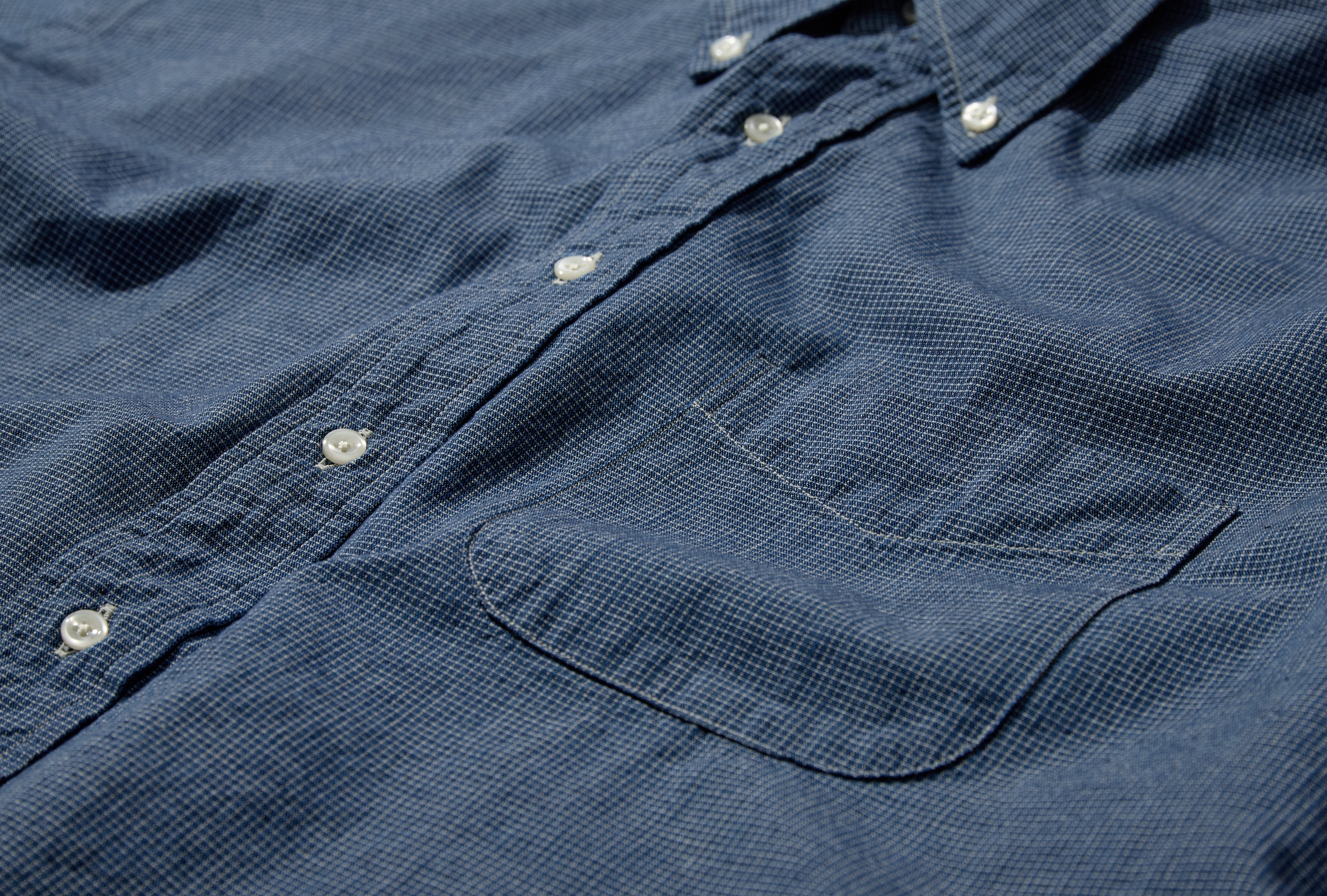 SMALL CHECK INDIGO CHAMBRAY STANDARD BUTTON DOWN SHIRT - 4.7OZ CHAMBRAY 01-8112-C84 Check