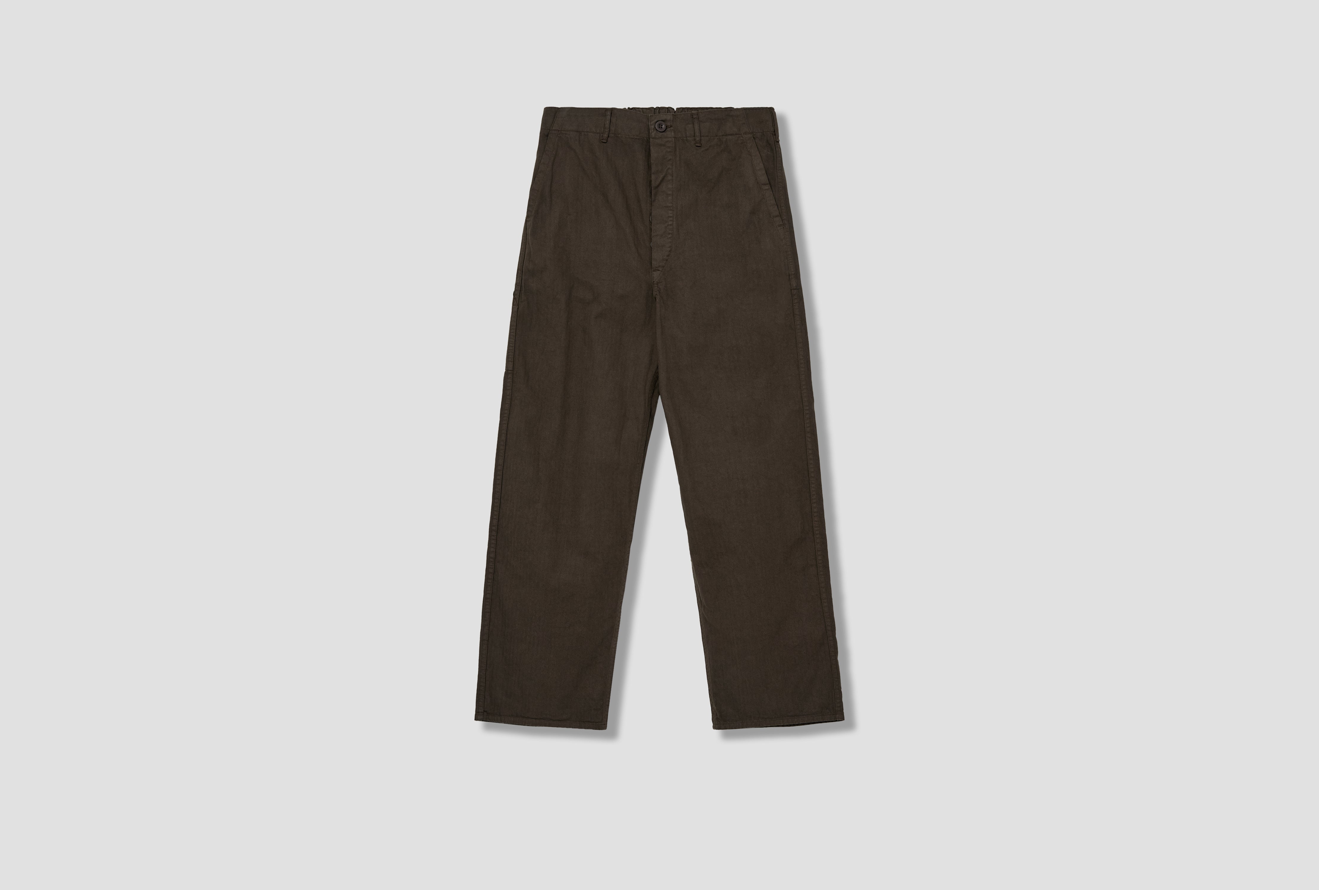 WIDE FIT FRENCH WORK PANTS - HERRINGBONE TWILL 03-5011-52 Brown