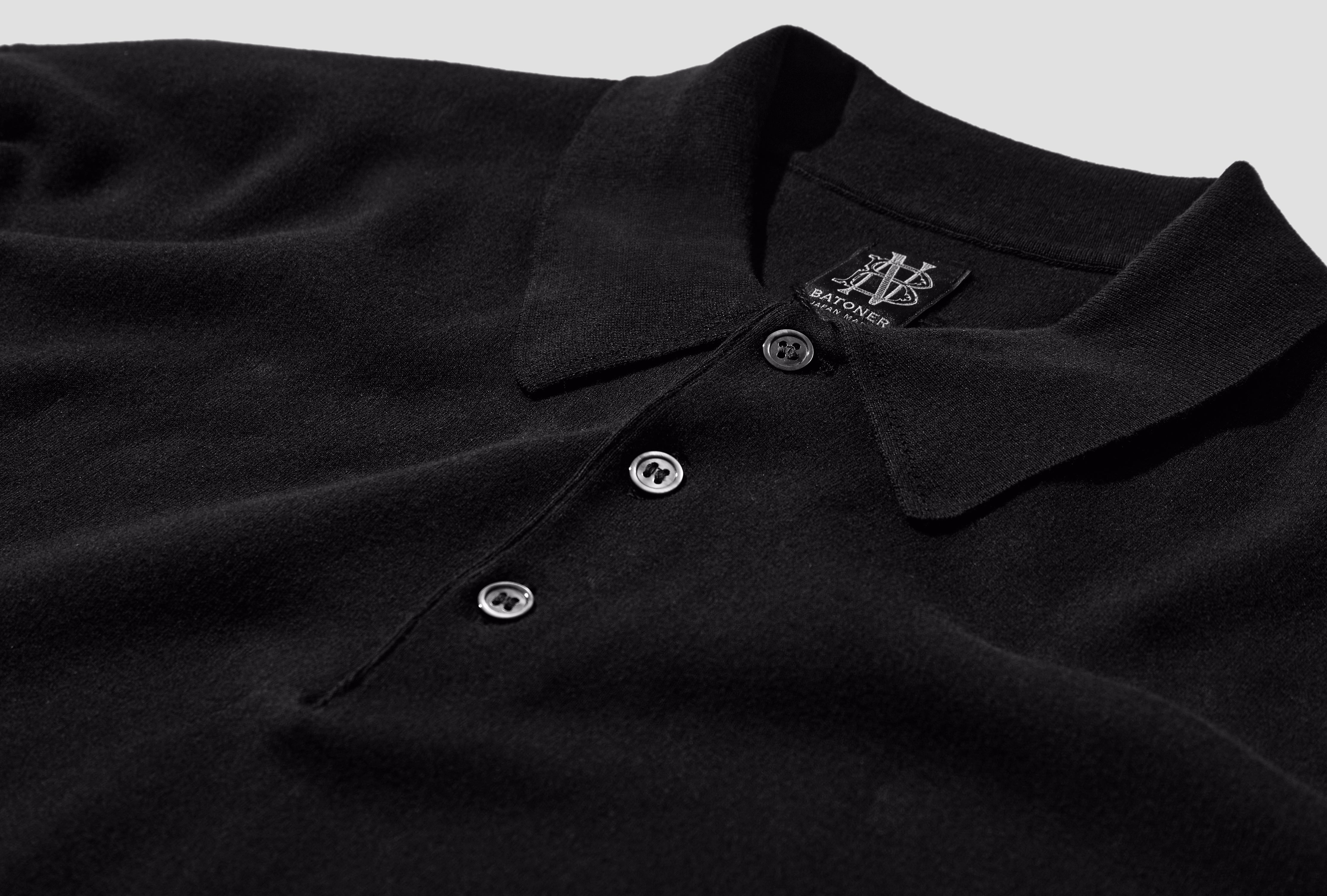 32G SMOOTH KNIT POLO S/S BN-SE-004 Black
