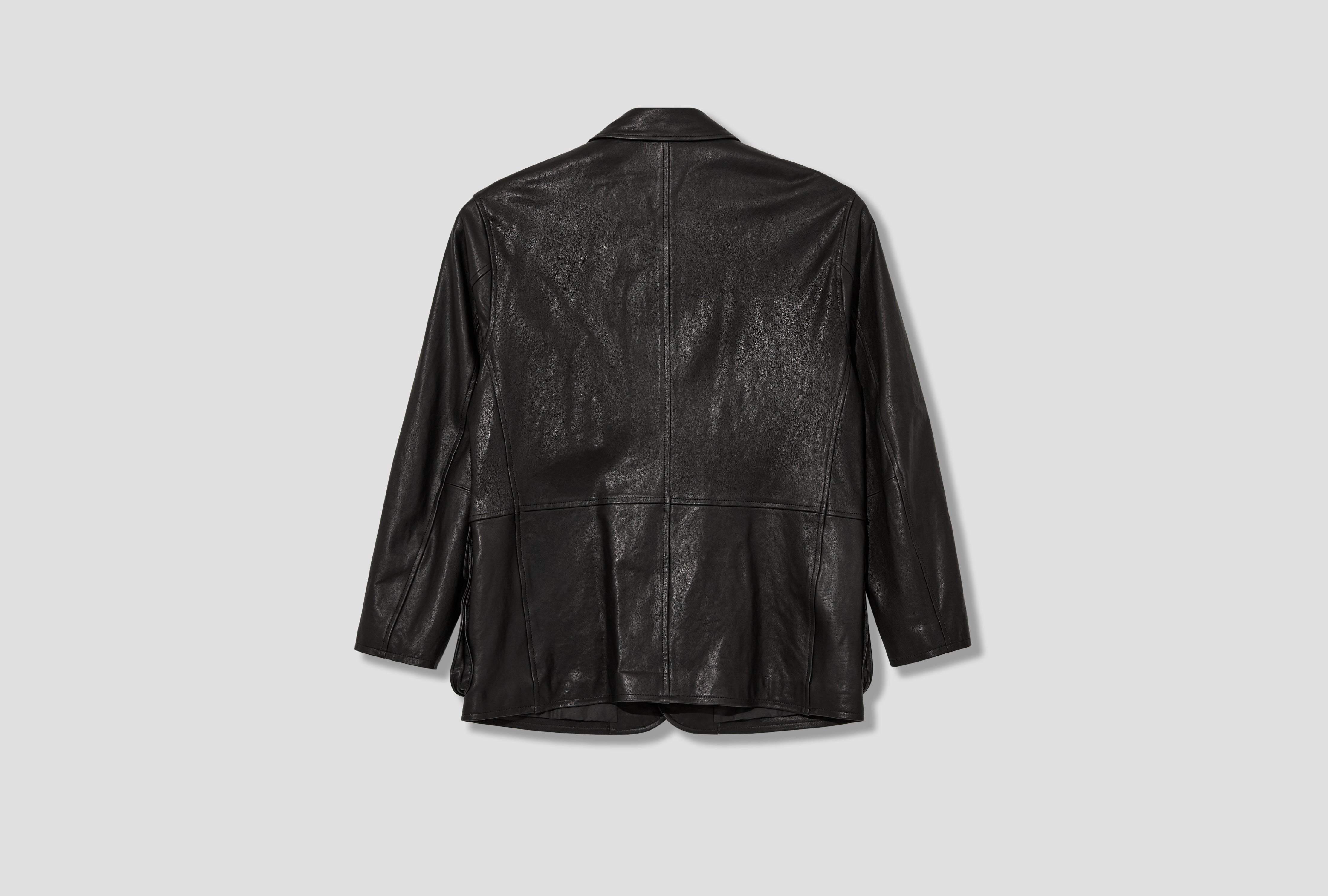 TEXTURED LAMB LEATHER BLOUSON A26SB01BL Black