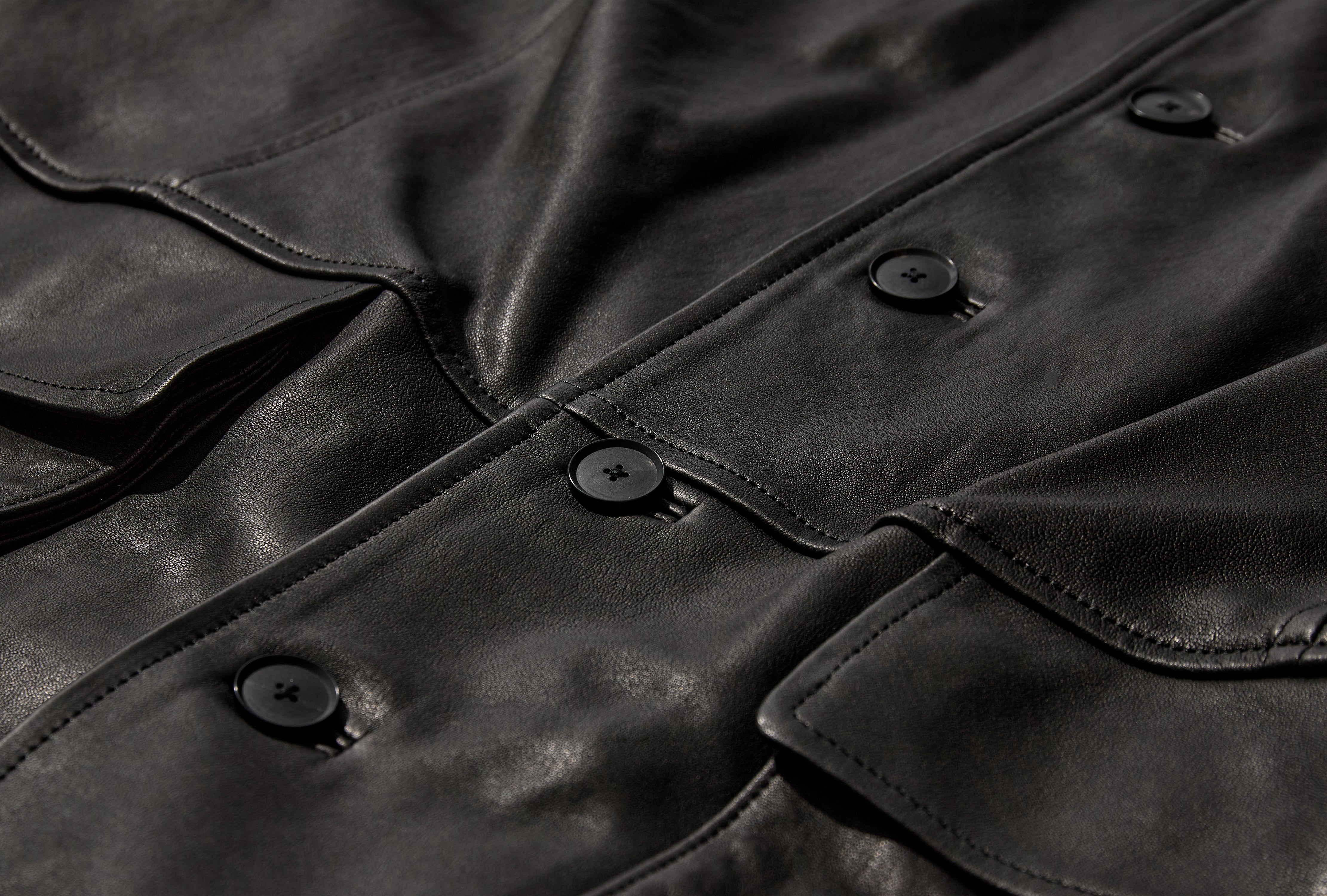 TEXTURED LAMB LEATHER BLOUSON A26SB01BL Black