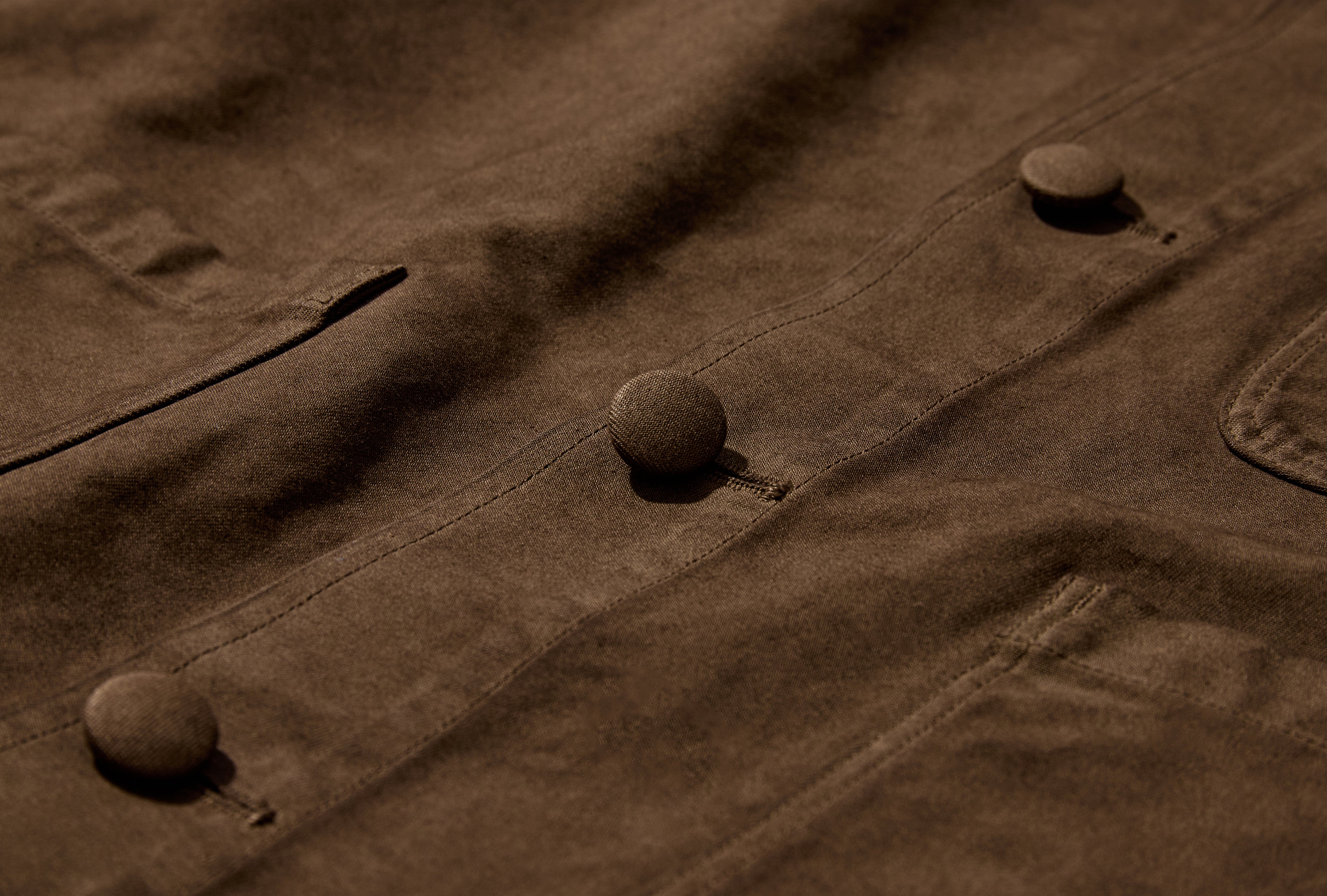 GARMENT-DYED ORGANIC COTTON HEAVY TWILL JACKET A26SB02OG Dark brown