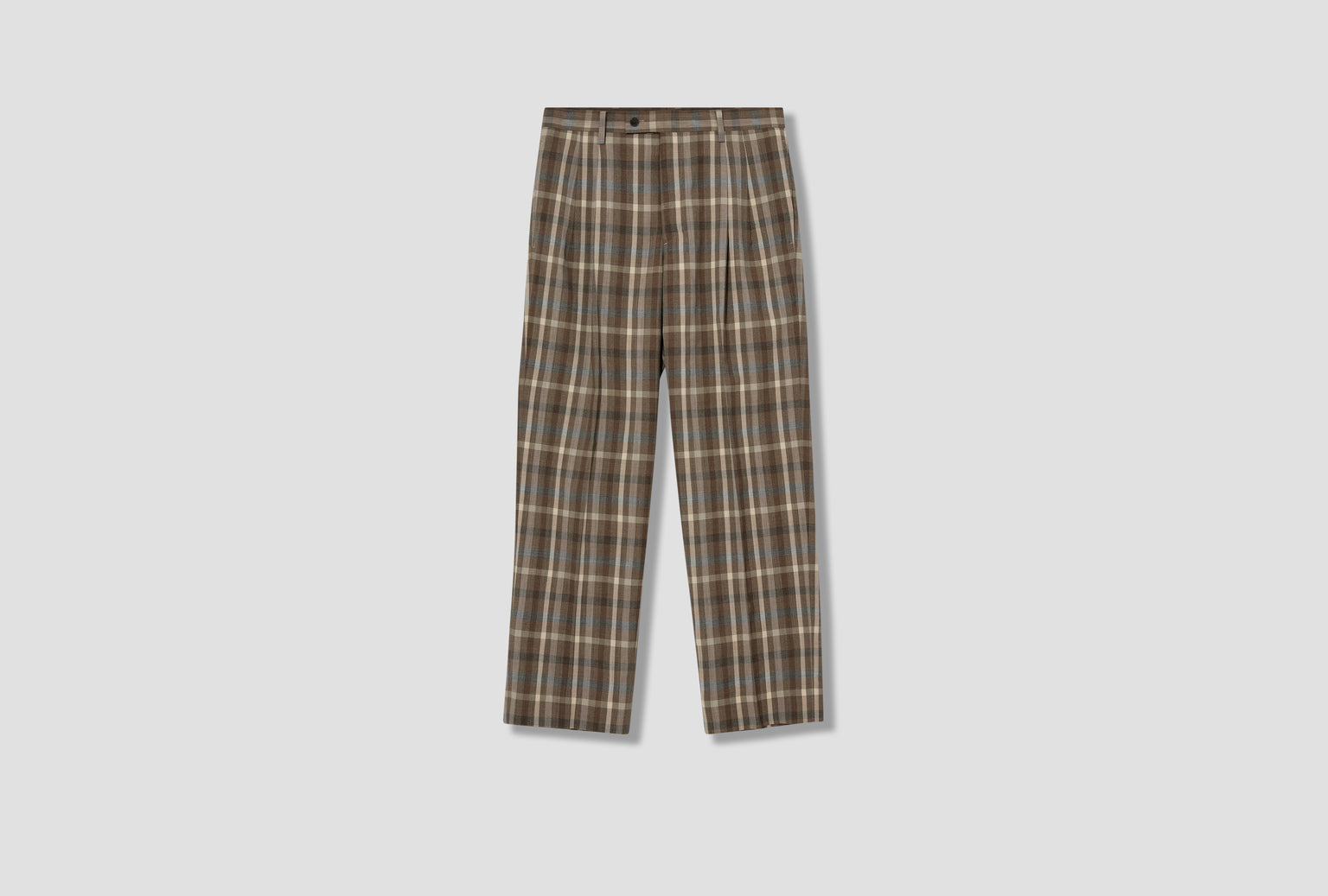 SUPER FINE TROPICAL WOOL CHECK TWO-TUCK SLACKS A26SP03TC Brown