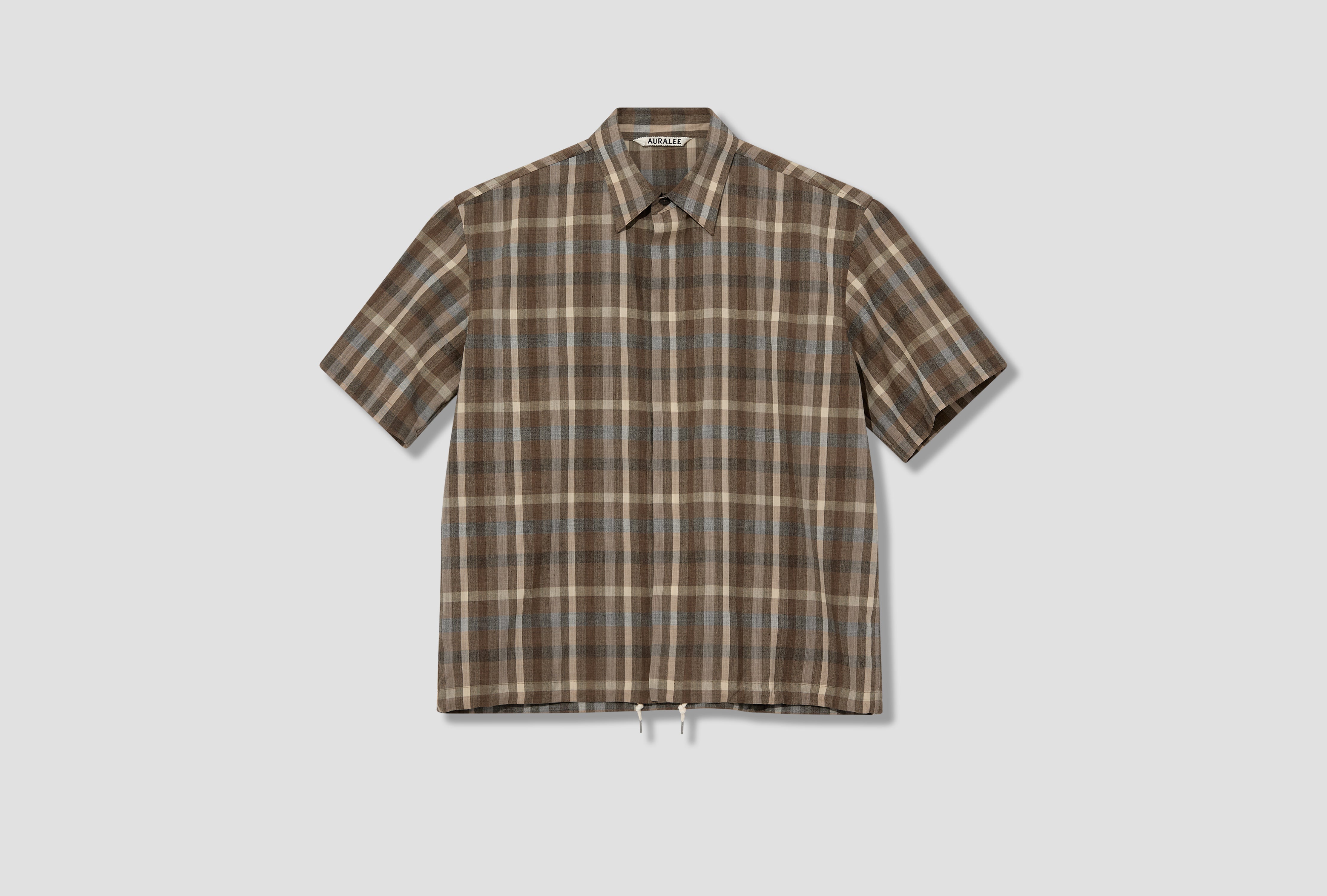 SUPER FINE TROPICAL WOOL CHECK HALF-SLEEVED SHIRT A26SS02TC Brown