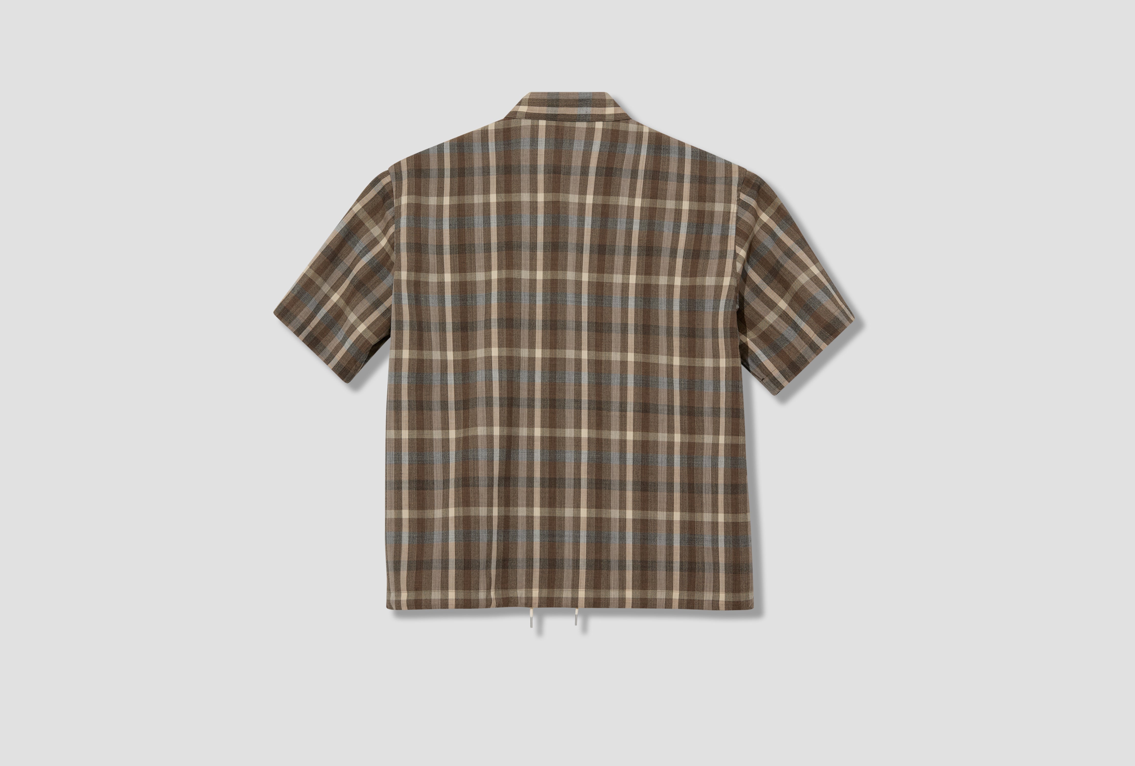 SUPER FINE TROPICAL WOOL CHECK HALF-SLEEVED SHIRT A26SS02TC Brown