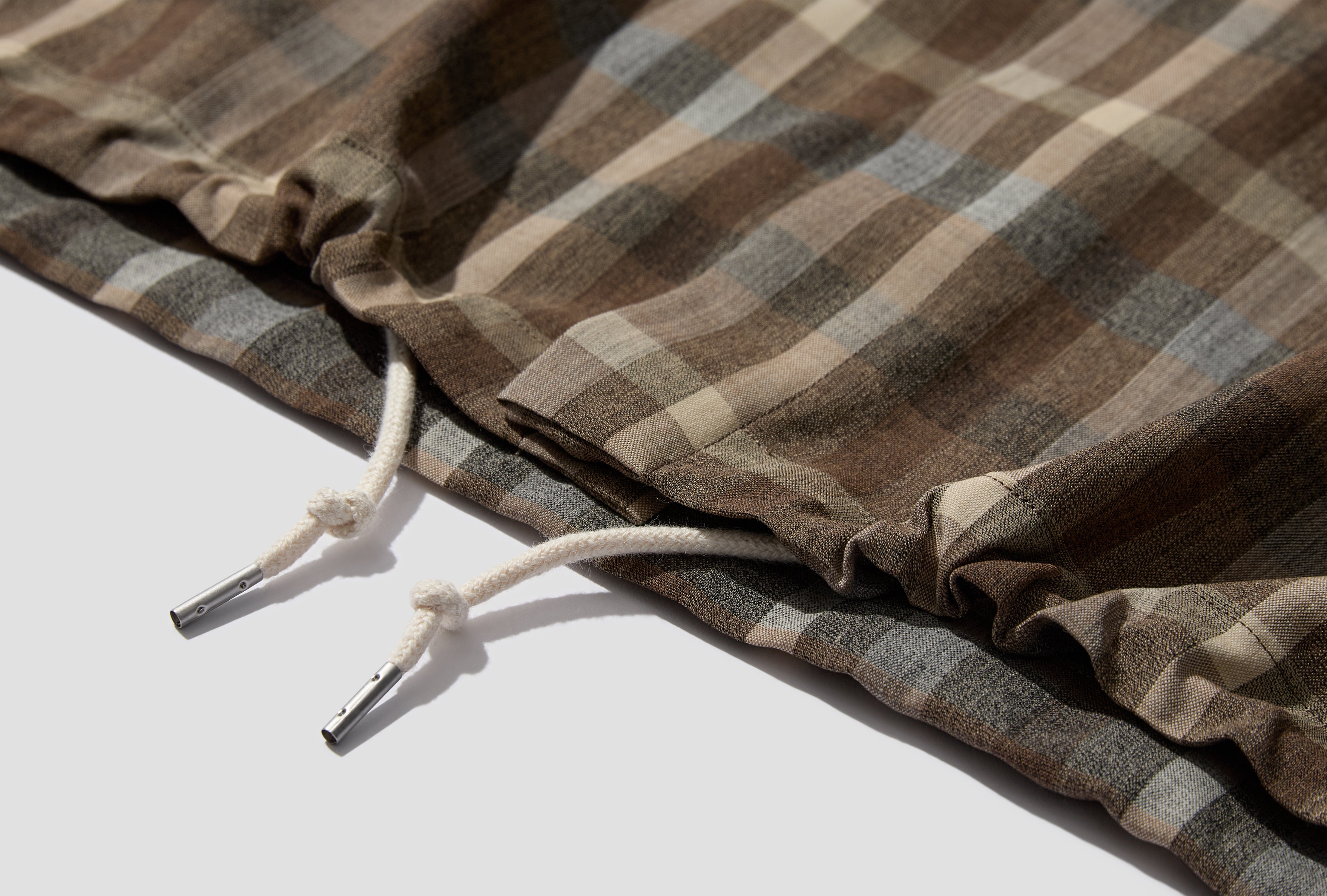 SUPER FINE TROPICAL WOOL CHECK HALF-SLEEVED SHIRT A26SS02TC Brown