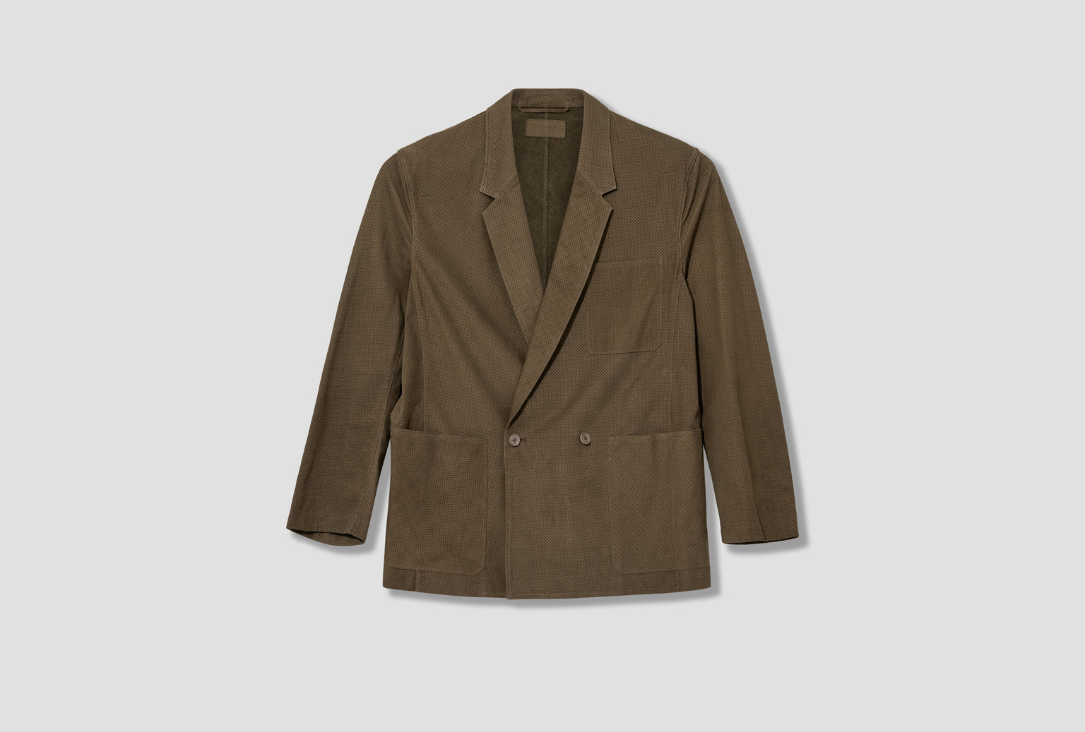 DOUBLE BREASTED LEATHER TAILORED JACKET - PERFORATED NUBUCK JA1093 LL0178 Green