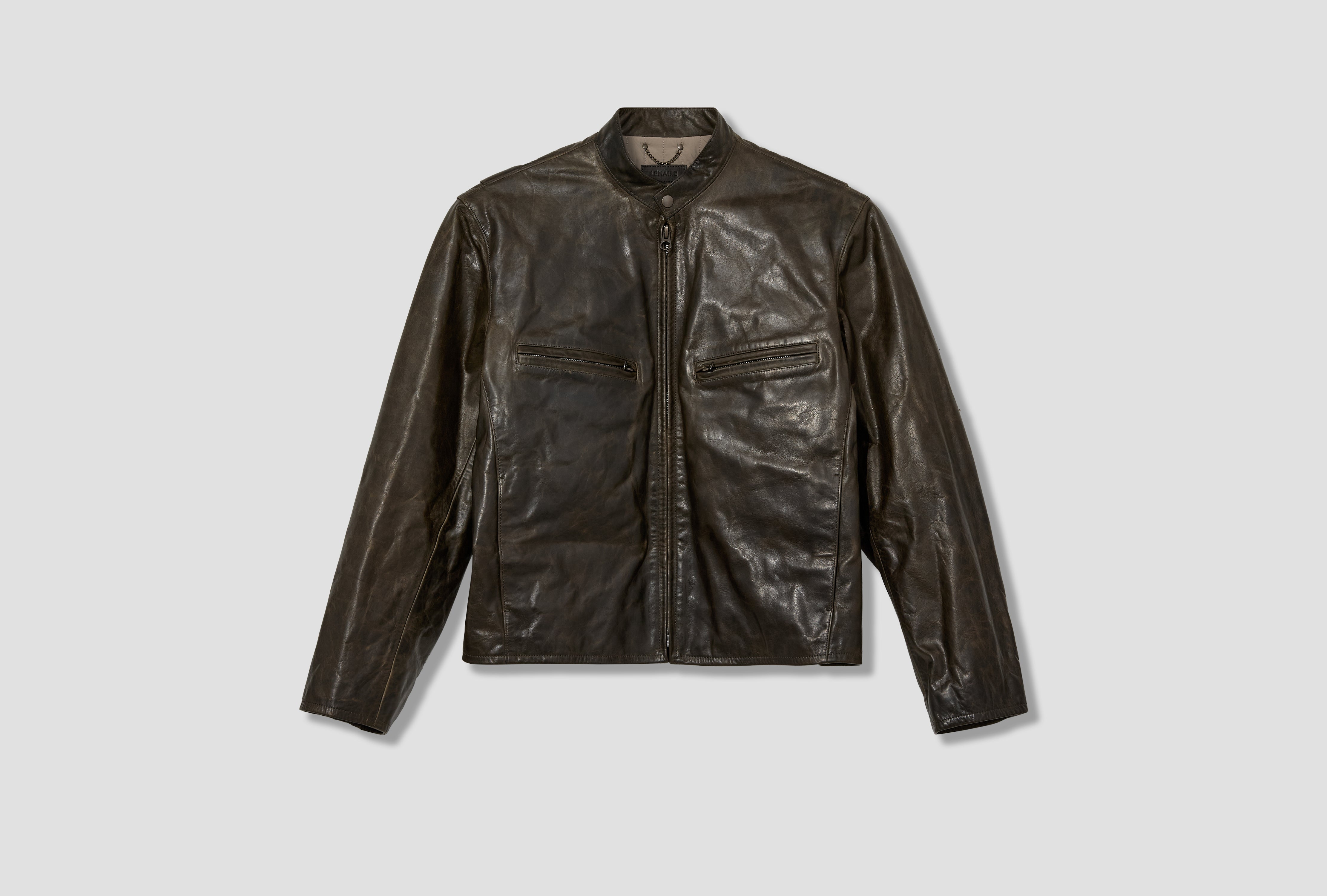 BOXY BIKER JACKET - WAXY COW LEATHER OW1210 LL0176 Brown