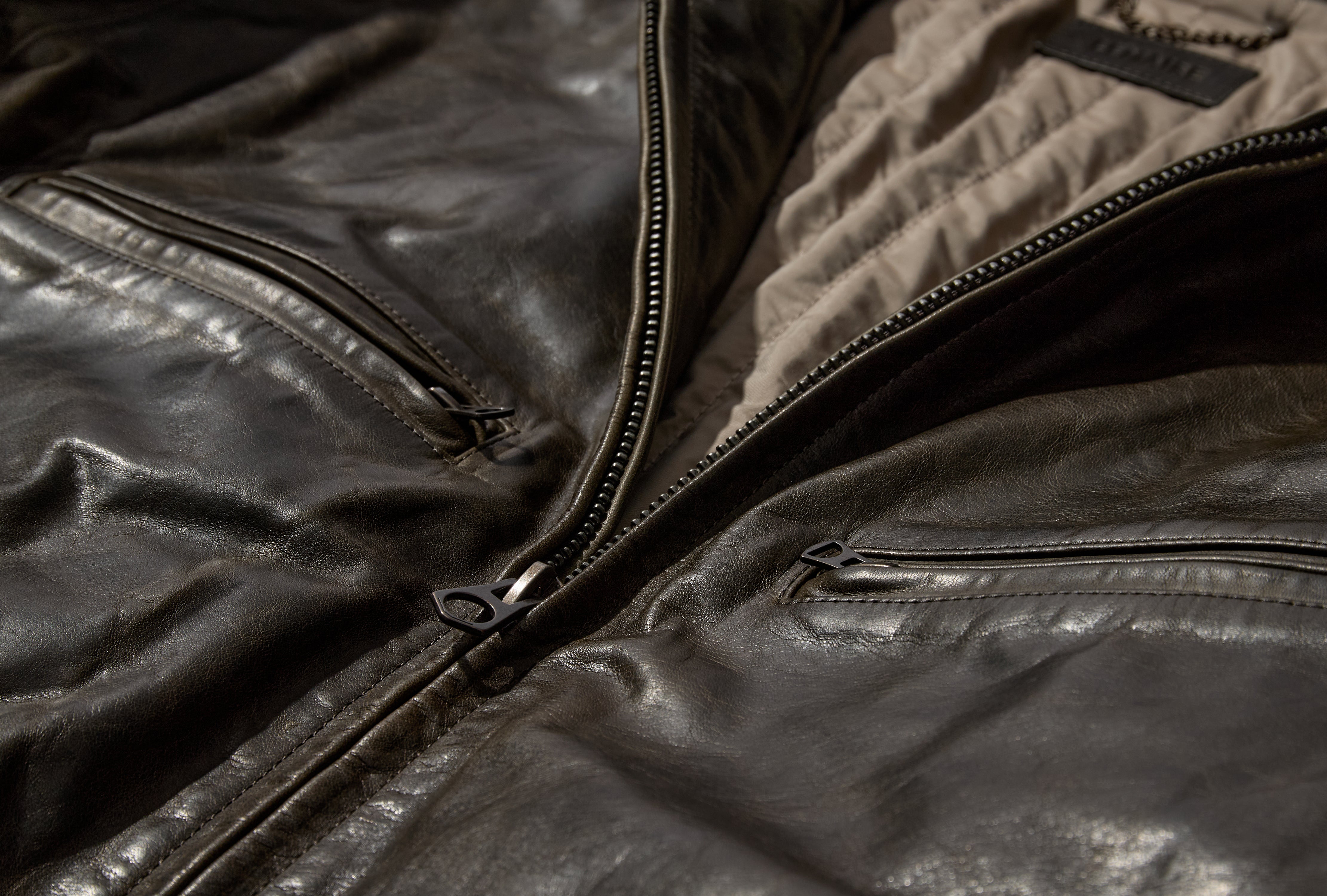 BOXY BIKER JACKET - WAXY COW LEATHER OW1210 LL0176 Brown