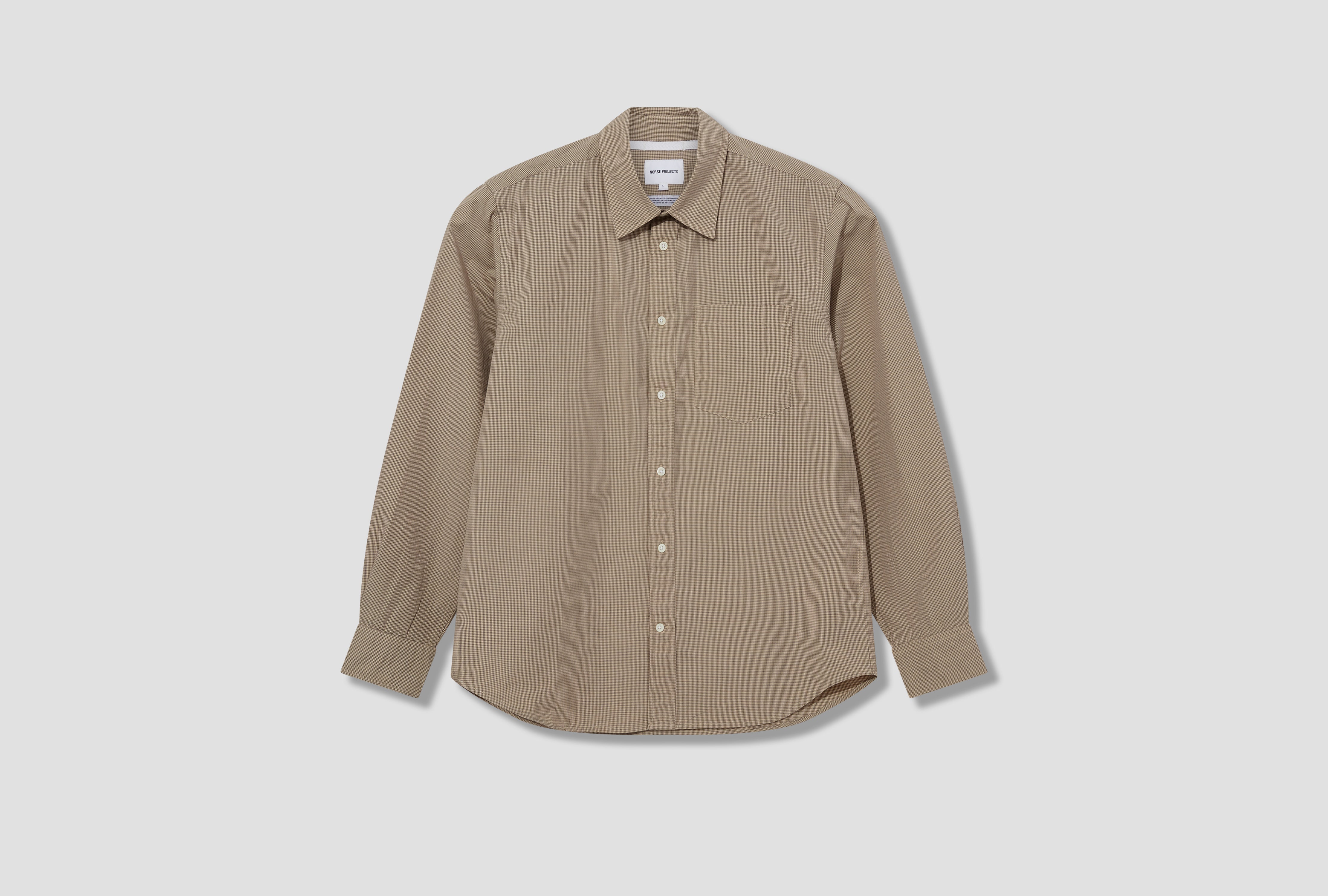 KONGSHOVED POPLIN MICRO CHECK SHIRT N40-0855 Beige