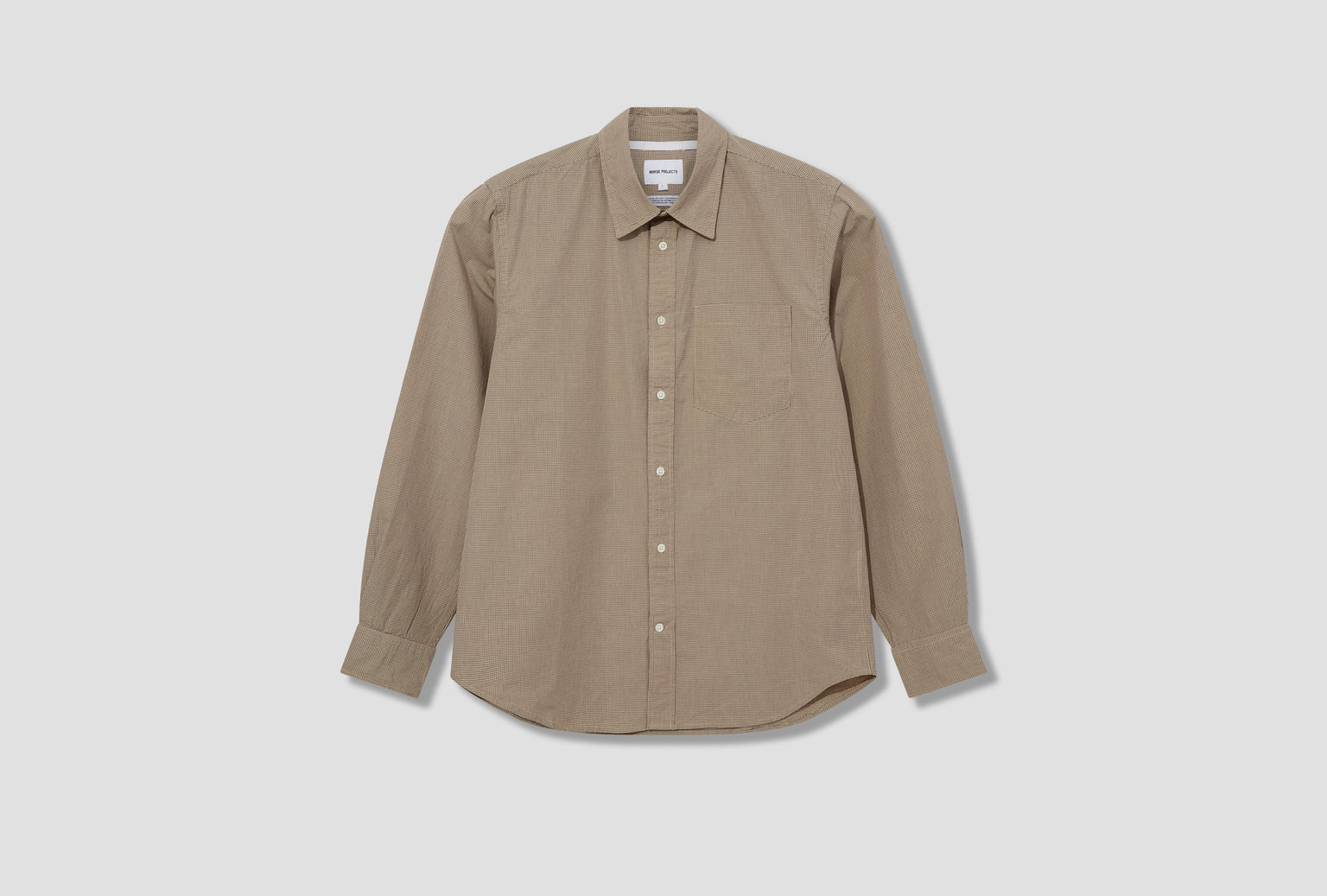 KONGSHOVED POPLIN MICRO CHECK SHIRT N40-0855 Beige