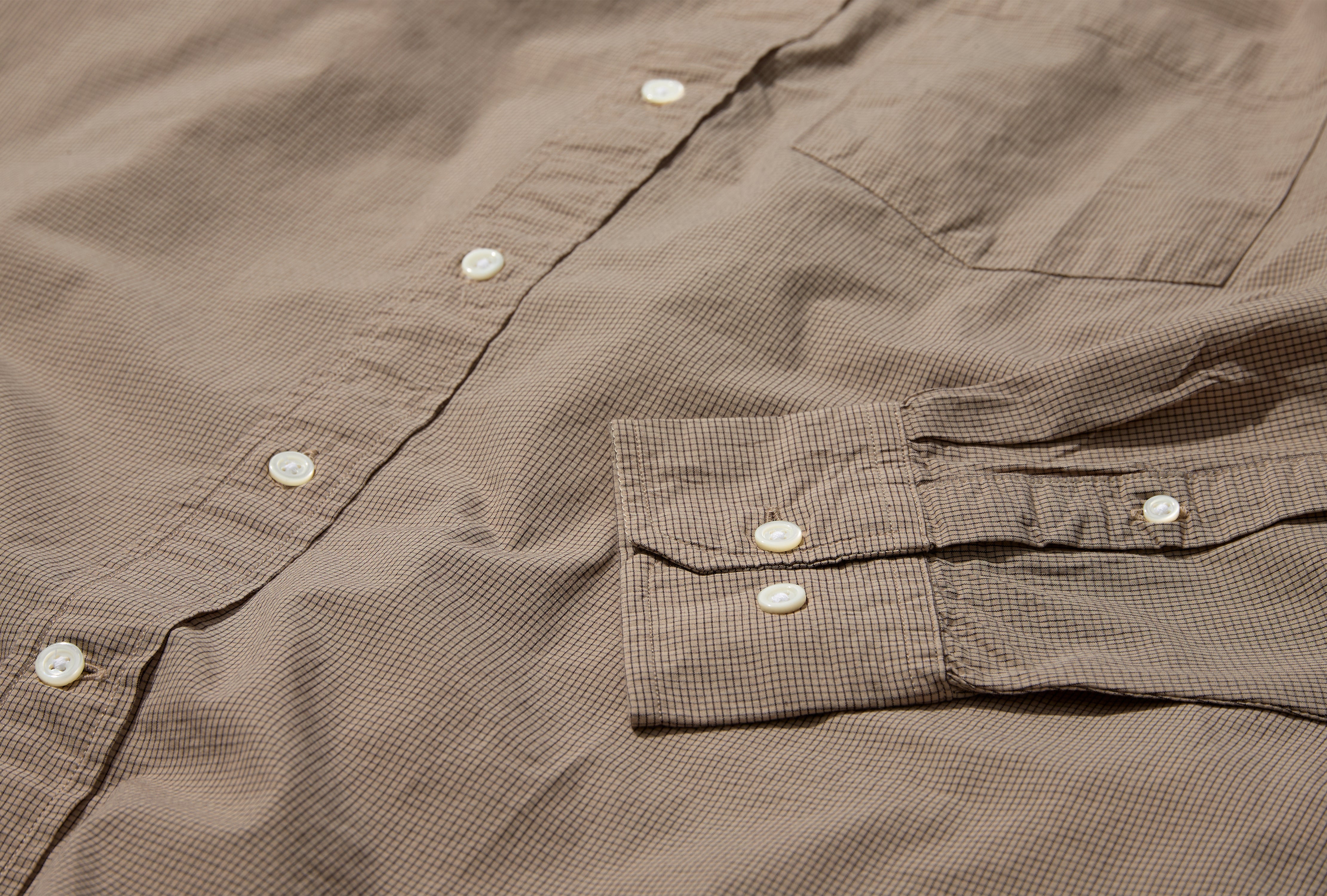 KONGSHOVED POPLIN MICRO CHECK SHIRT N40-0855 Beige