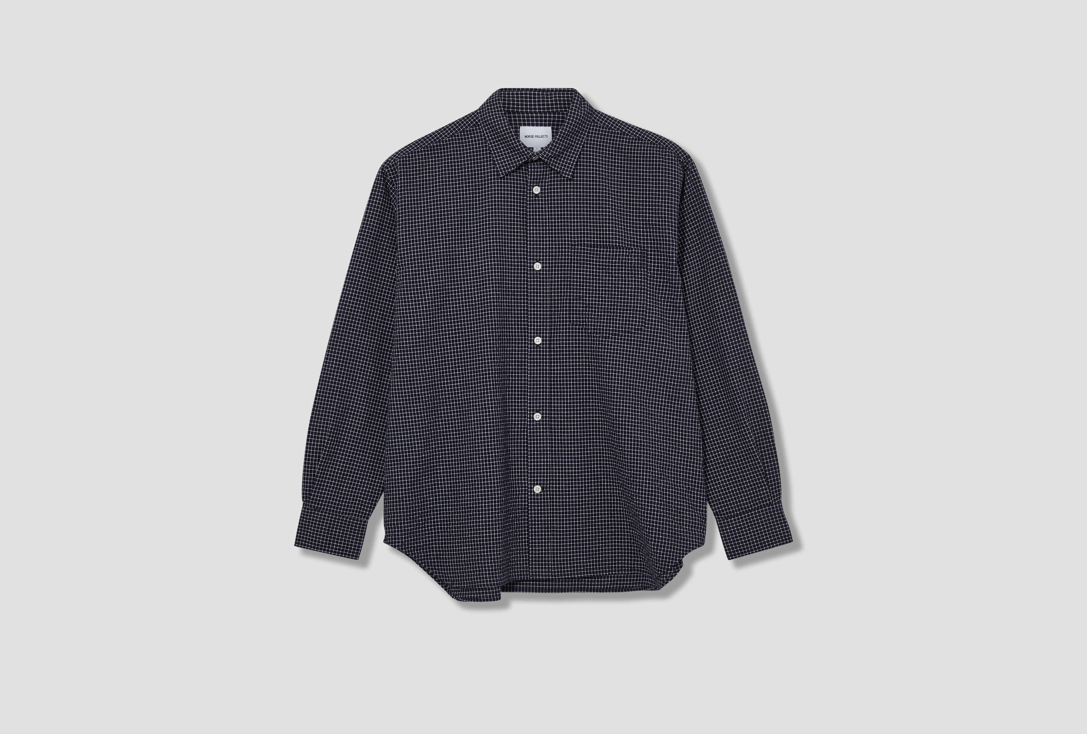 ESPEVIK CHECK OVERSIZED SHIRT N40-0889 Navy