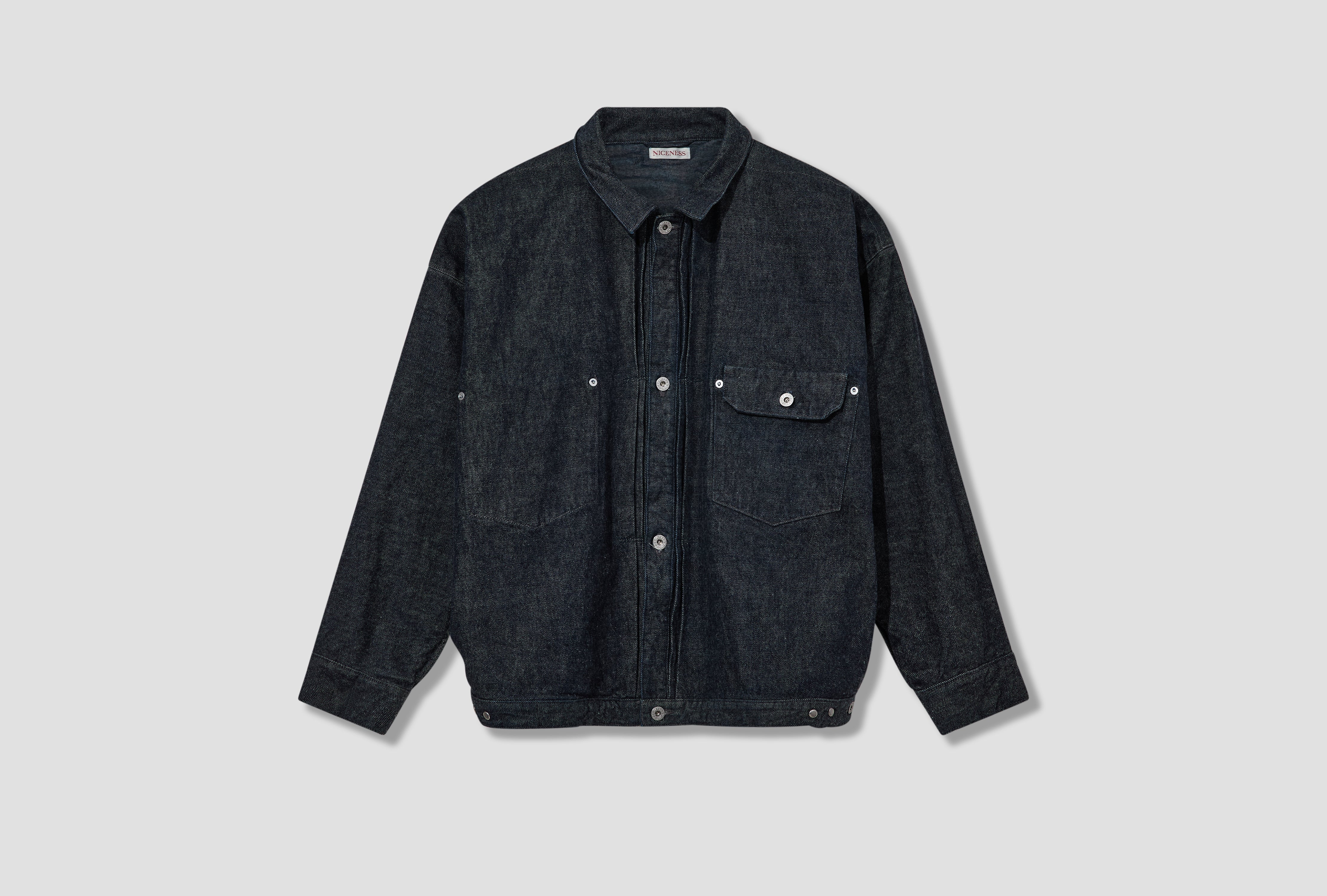 NICENESS THORNHILL - RAW DENIM TRACKER JACKET NN-1802B17 Blue