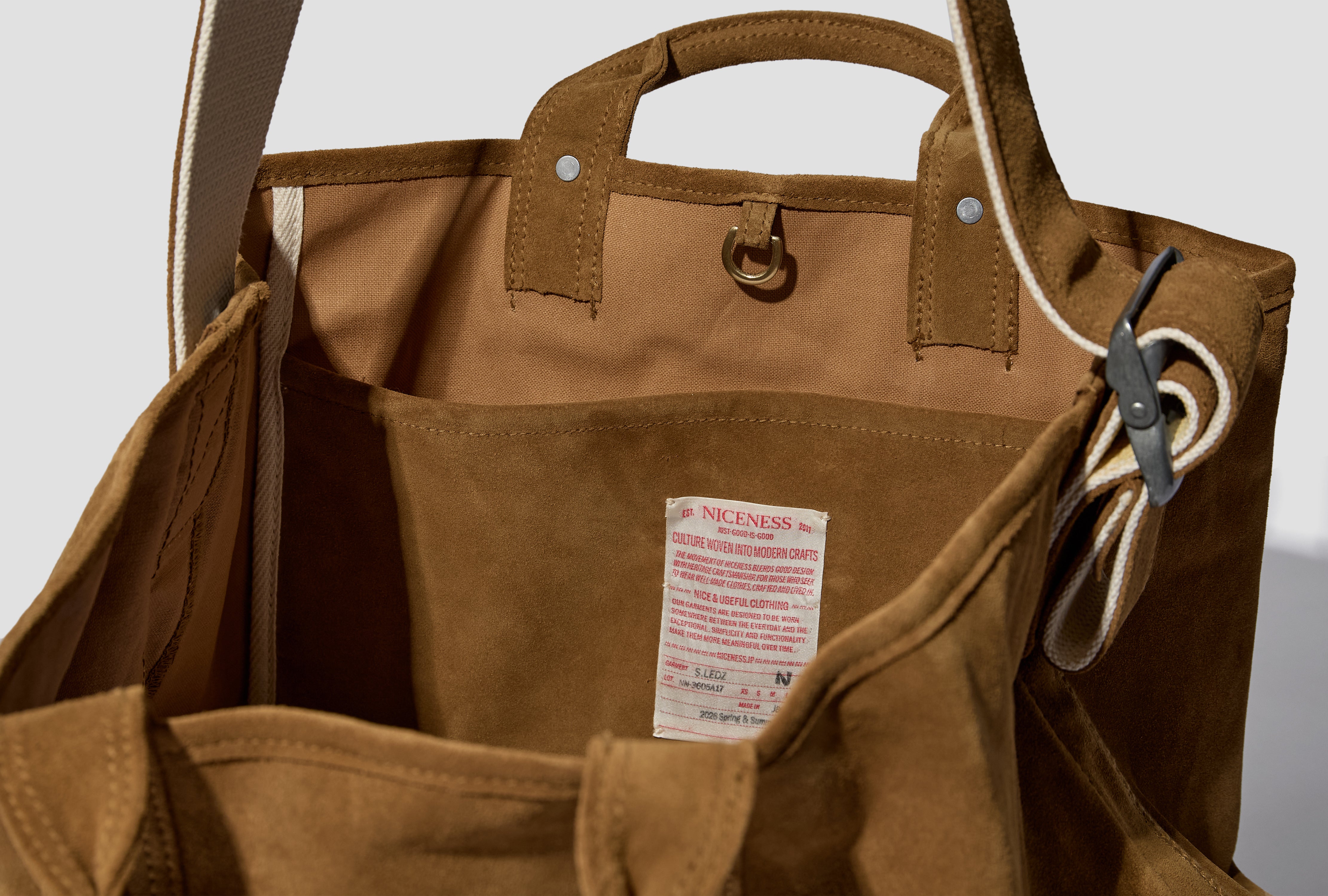 S.LEDZ - SUEDE LEATHER NN SHOULDER TOTE BAG NN-3605A17 Camel