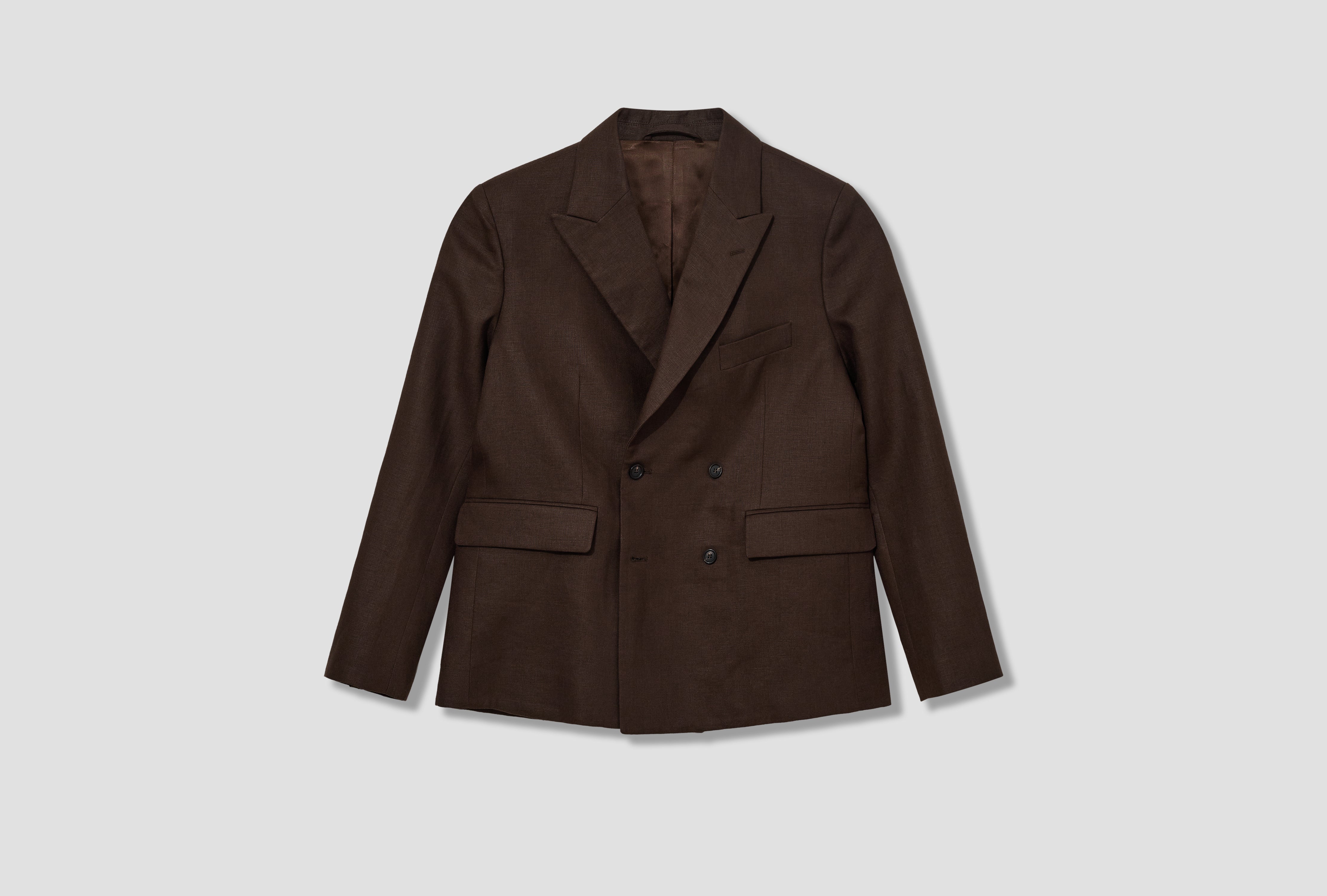LIGHTWEIGHT LINEN DOUBLE BREASTED SUIT JACKET MRC99SJ001 Brown