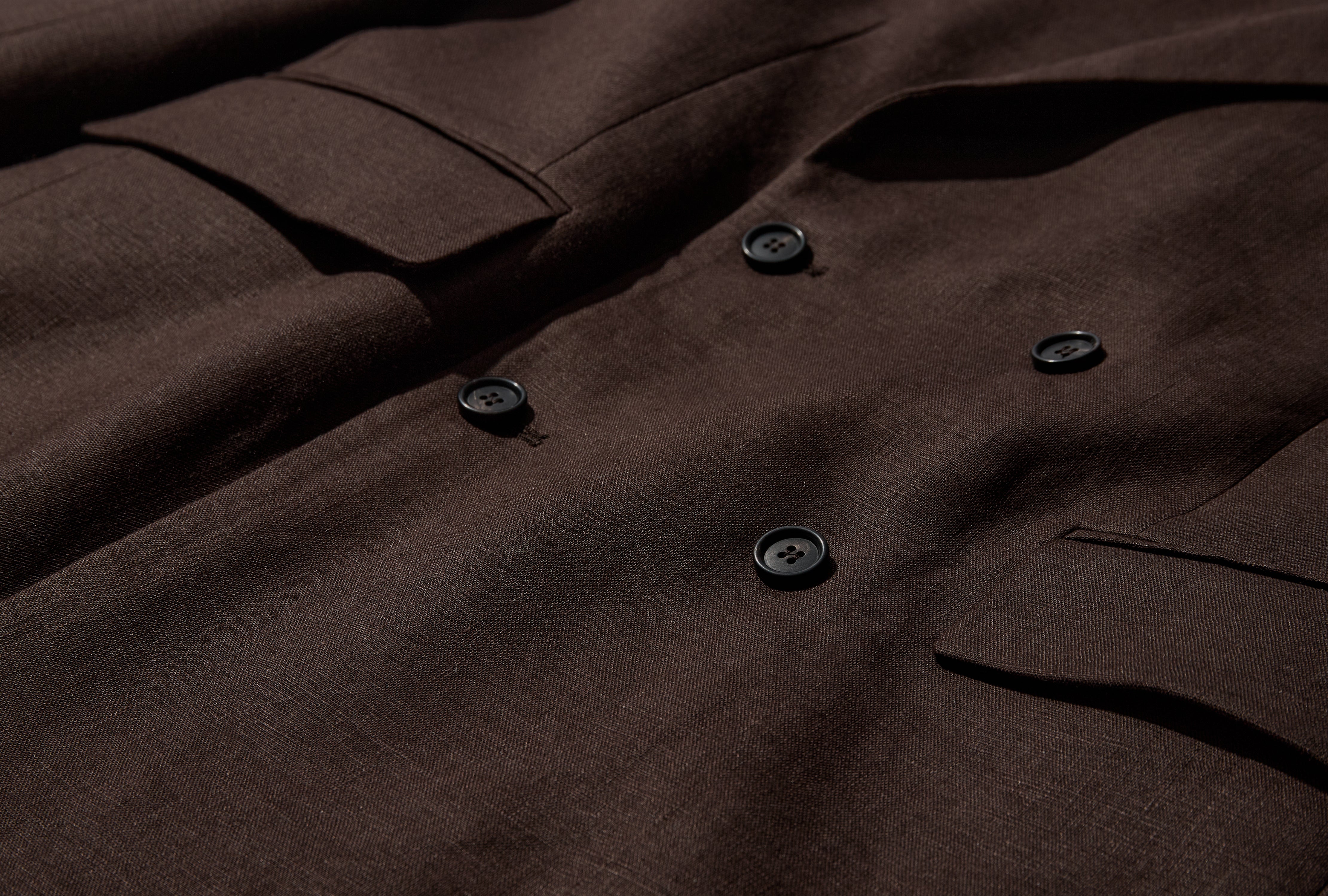 LIGHTWEIGHT LINEN DOUBLE BREASTED SUIT JACKET MRC99SJ001 Brown