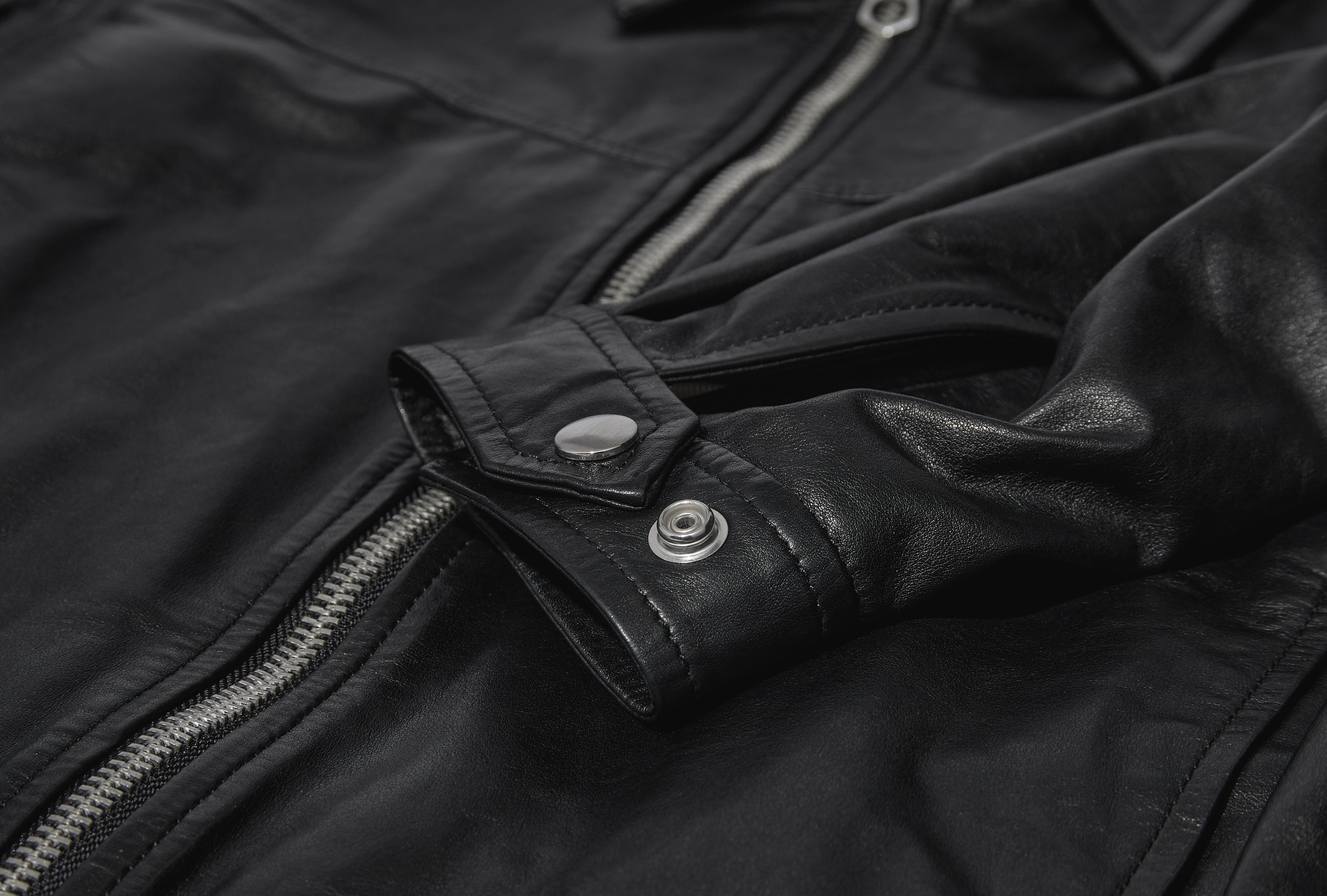 BIKER BLOUSON - PAPER COW LEATHER OW1211 LL0175 Black