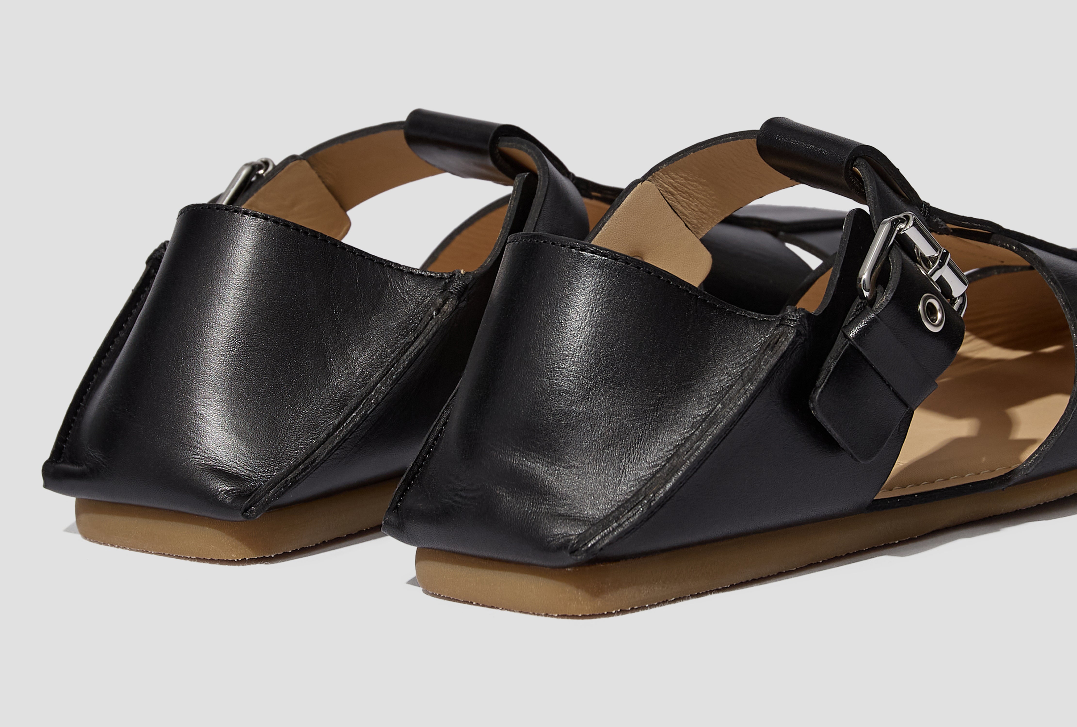 FISHERMAN SLIP-ON SANDALS - VEGETABLE TANNED LEATHER FO0271 LL0217 Black