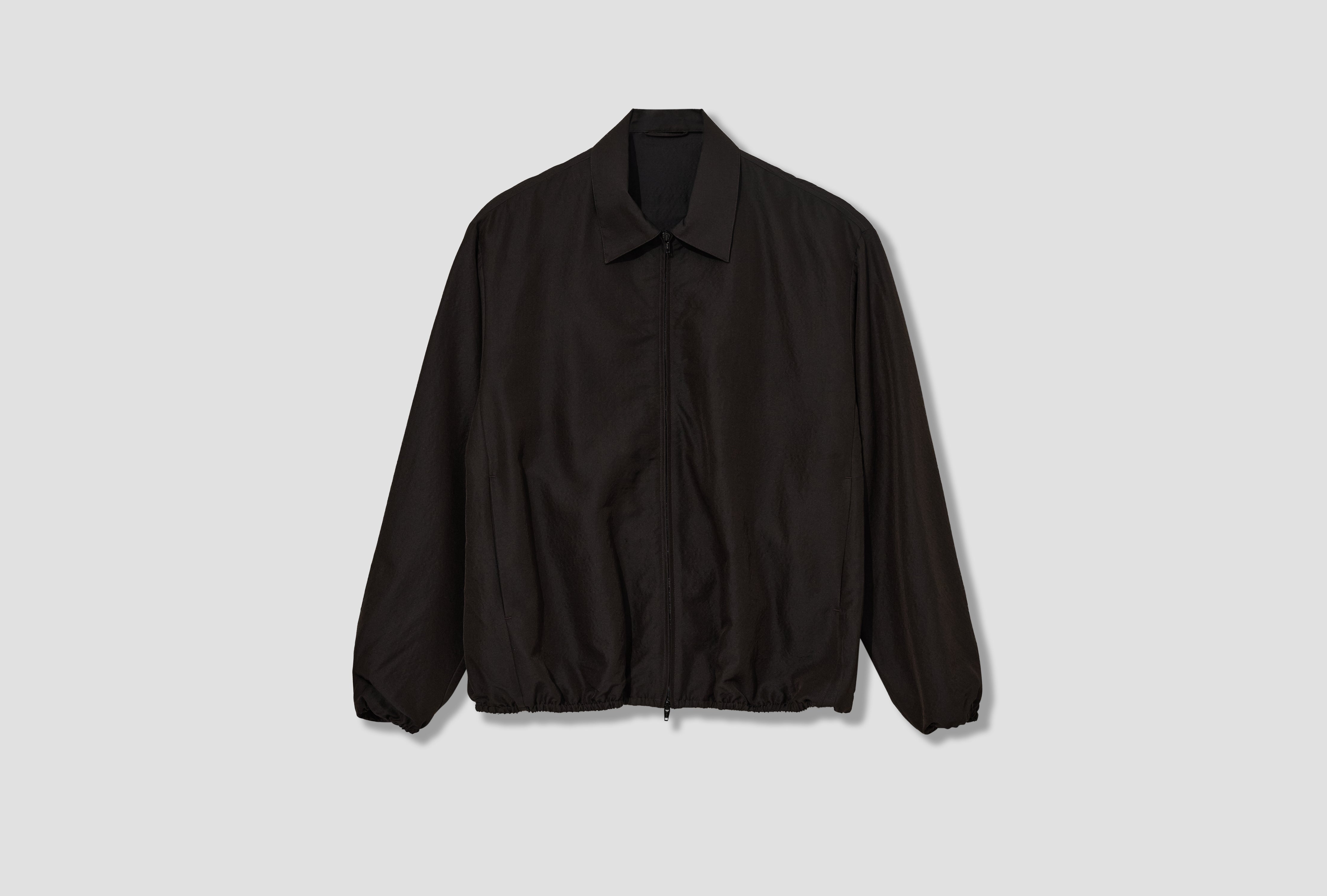 WOOL SILK COLLARED ZIP JACKET ST.1448 Charcoal