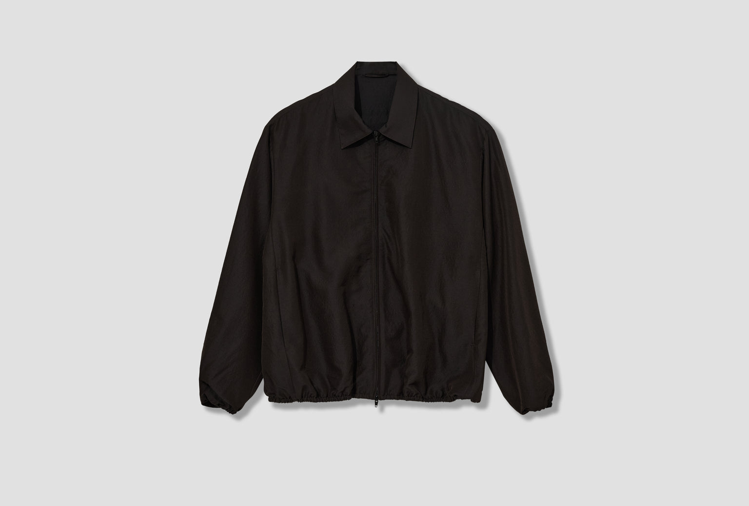 WOOL SILK COLLARED ZIP JACKET ST.1448 Charcoal