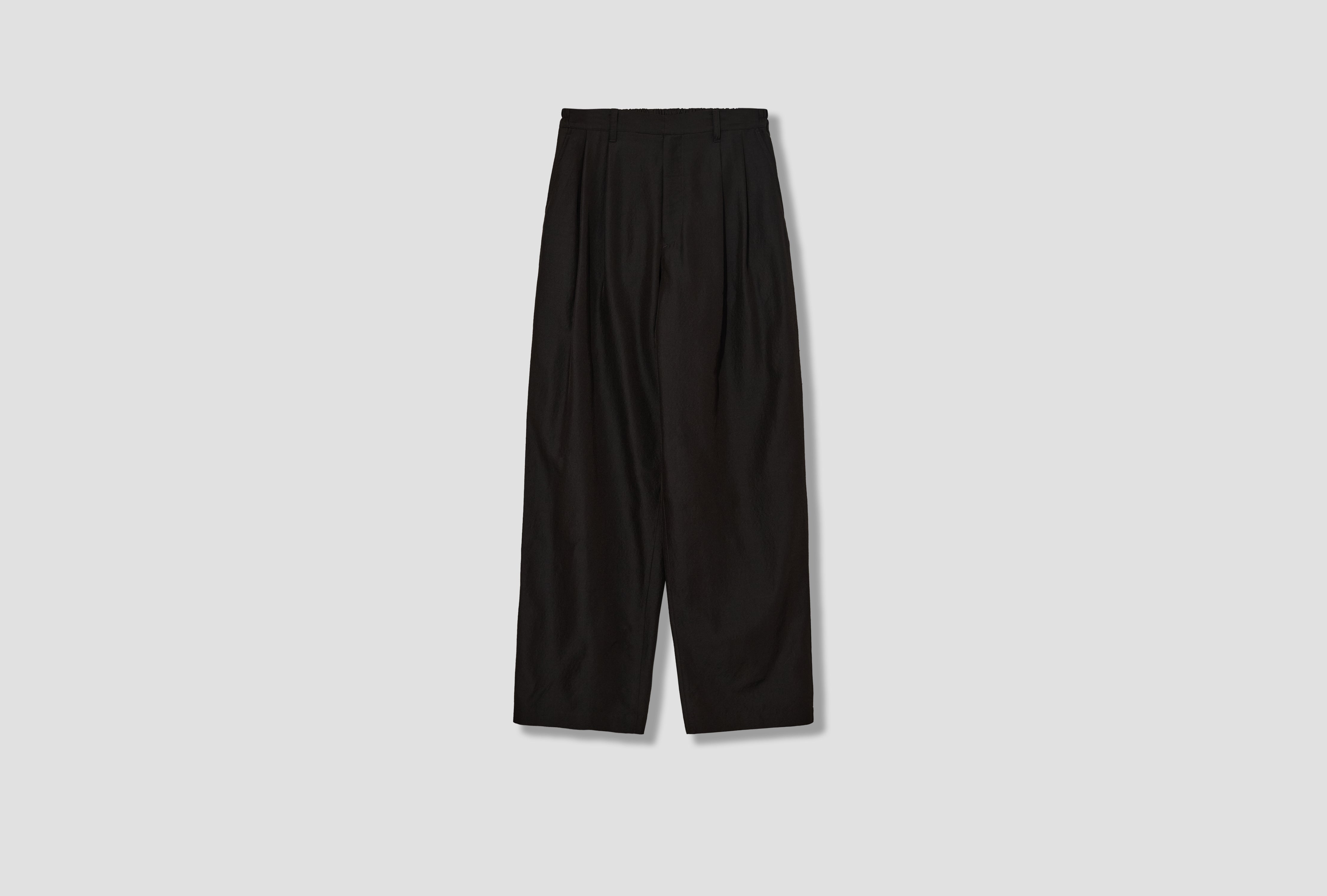 WOOL SILK WIDE EASY TROUSERS ST.1450 Charcoal