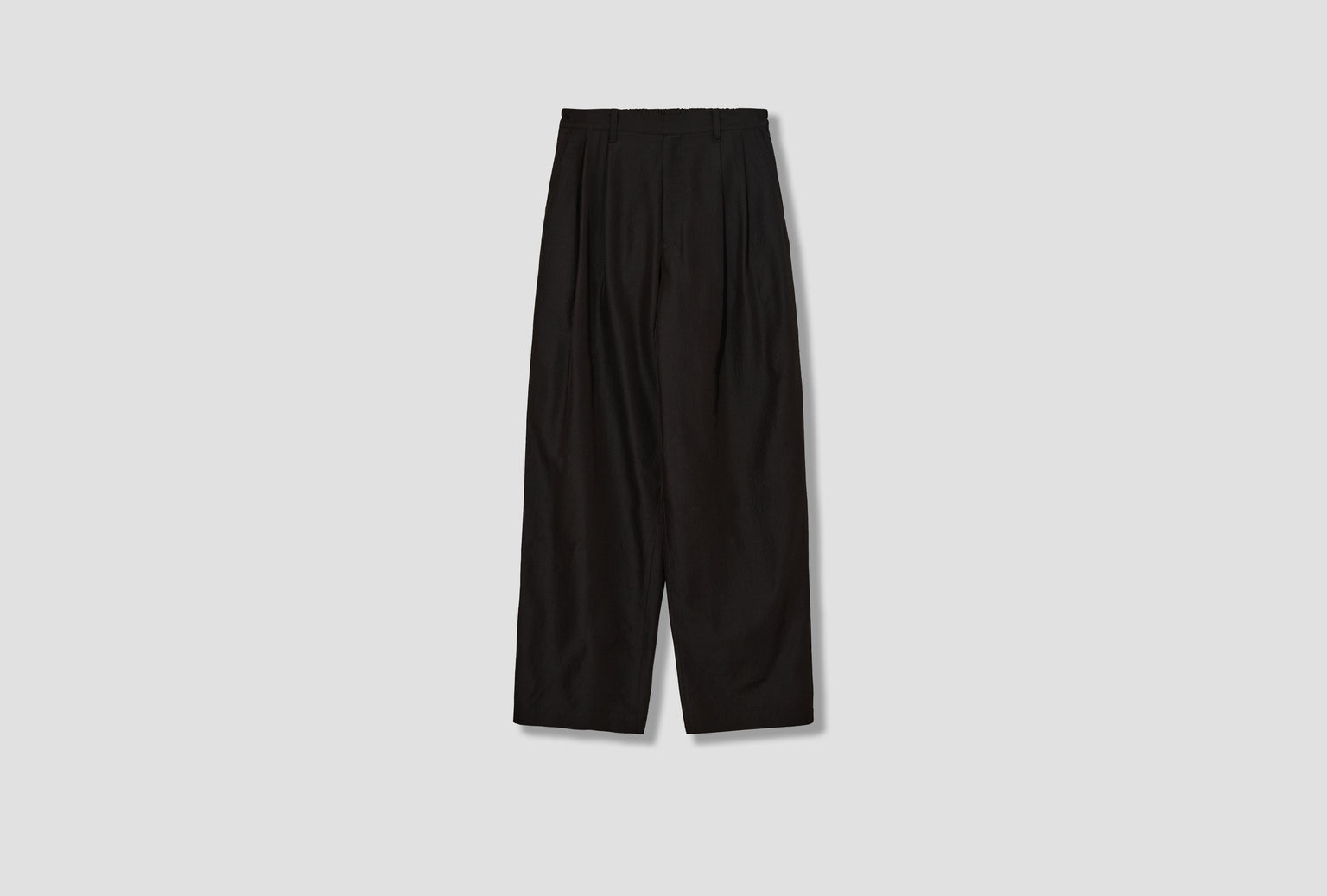 WOOL SILK WIDE EASY TROUSERS ST.1450 Charcoal