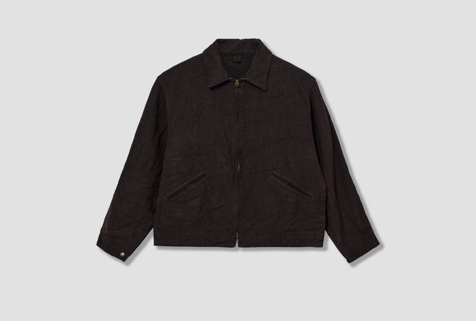 HEMP DUCK ZIP SHORT JACKET D01-01028 Brown