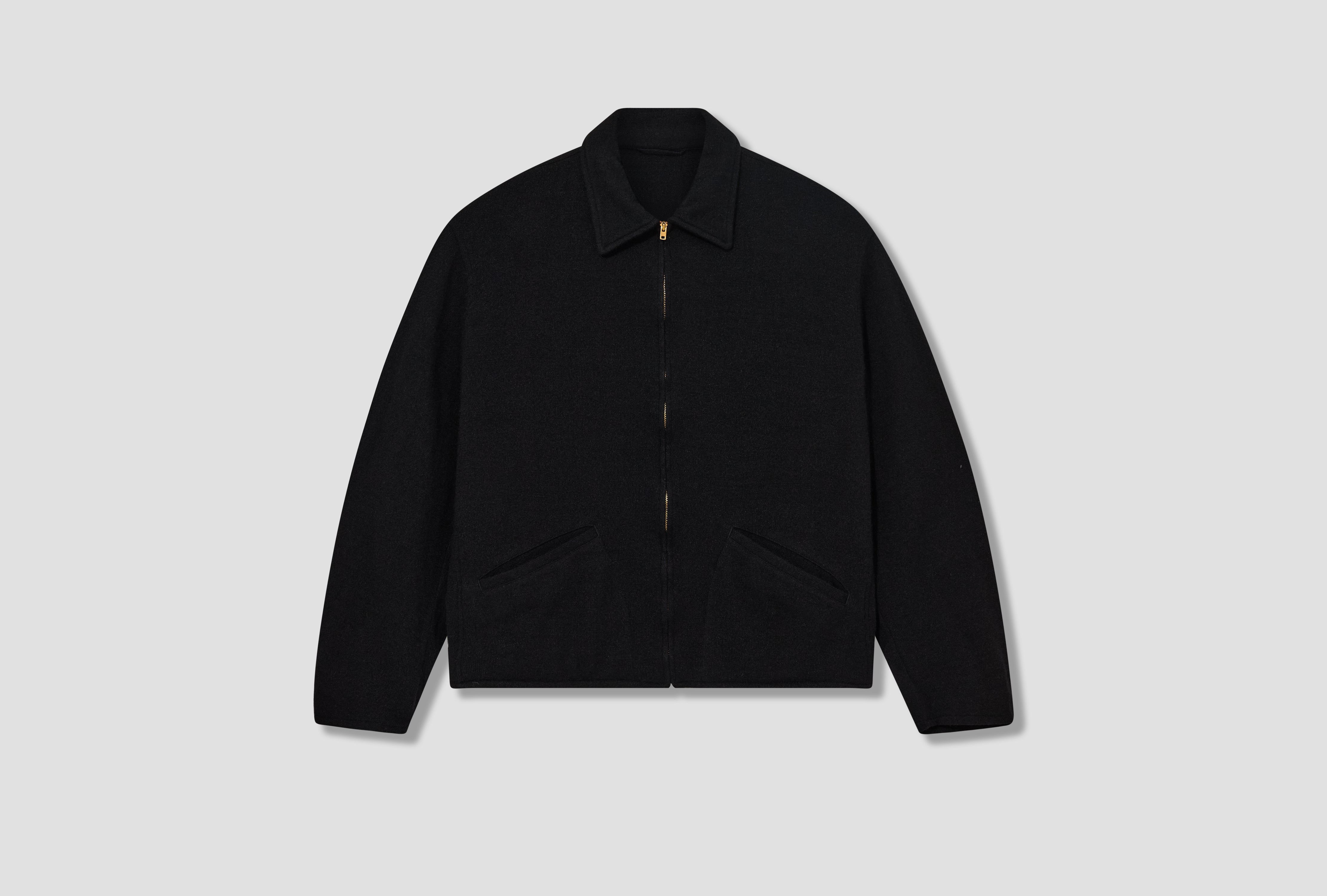CASHMERE-WASHI ZIP SHORT JACKET D01-06005 Black