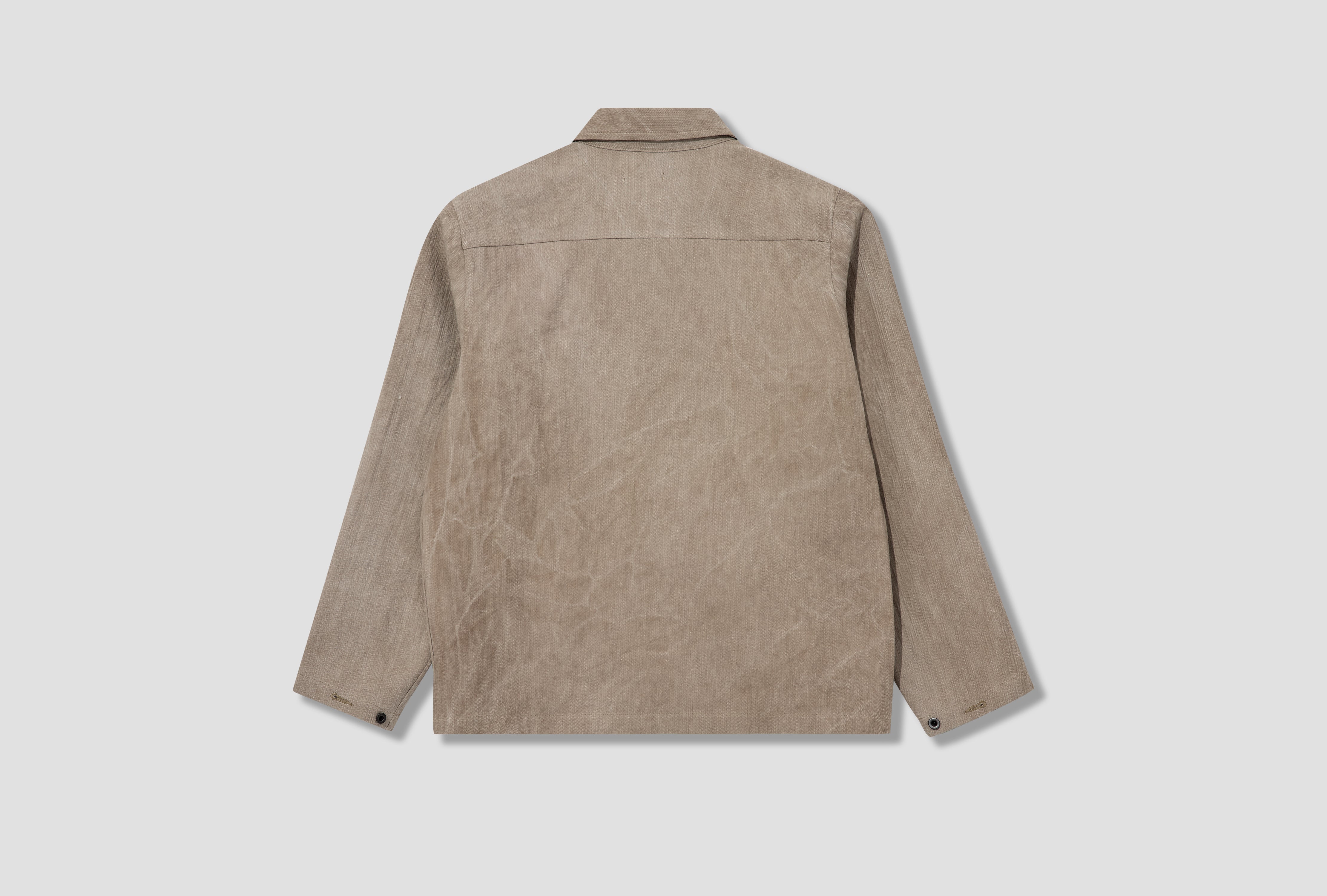 FIELD SHIRT - LINEN/COTTON H-BONE / DARK BEIGE (COLD DYE)