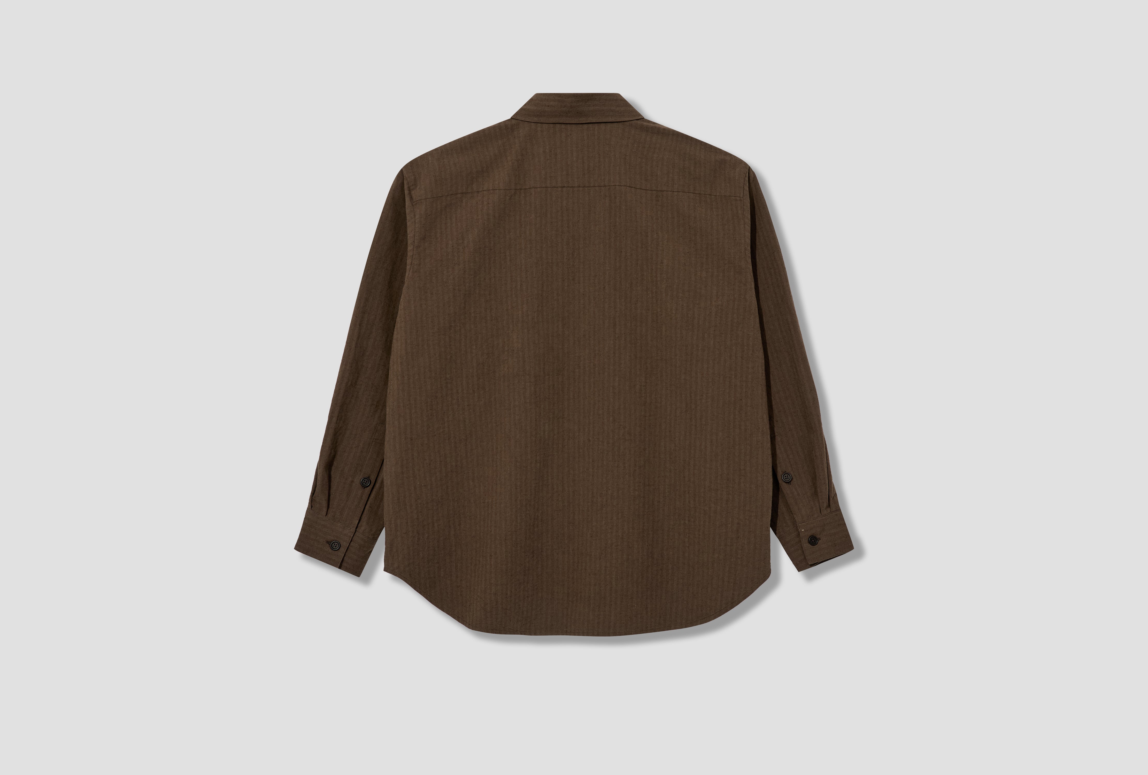 BIG SHIRT TWO - HEMP/COTTON STRIPE / CHARCOAL/DARK OLIVE