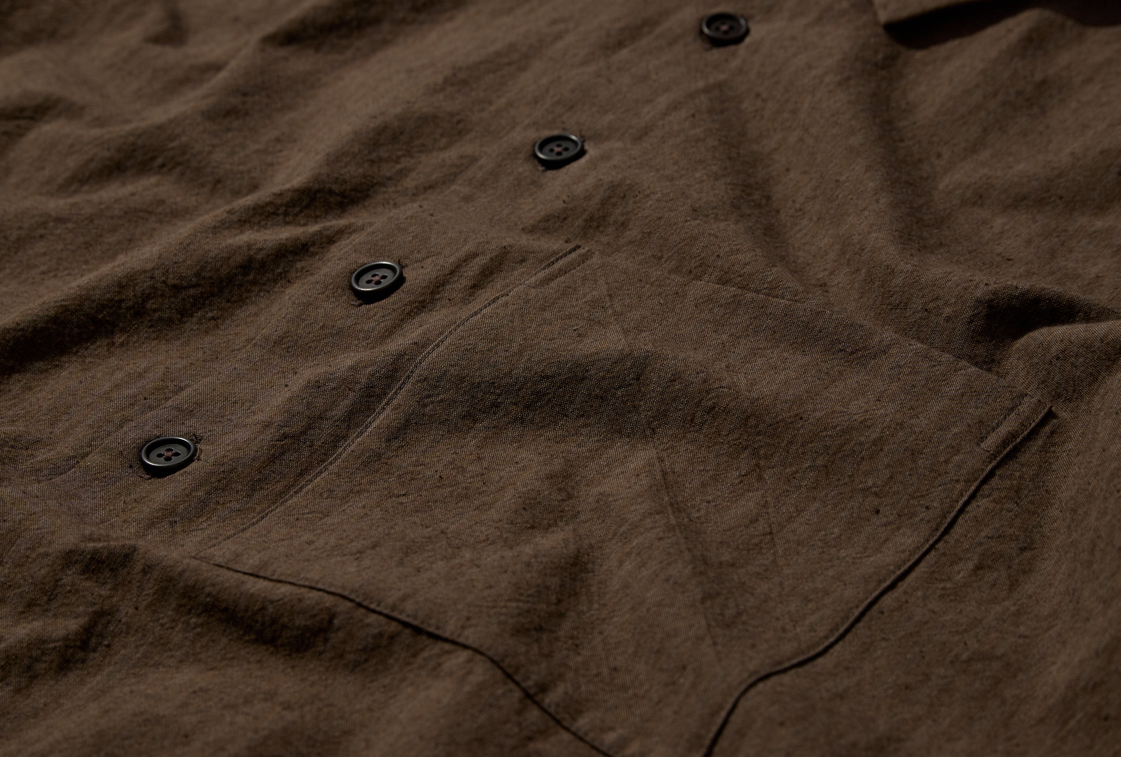BIG SHIRT TWO - HEMP/COTTON STRIPE / CHARCOAL/DARK OLIVE