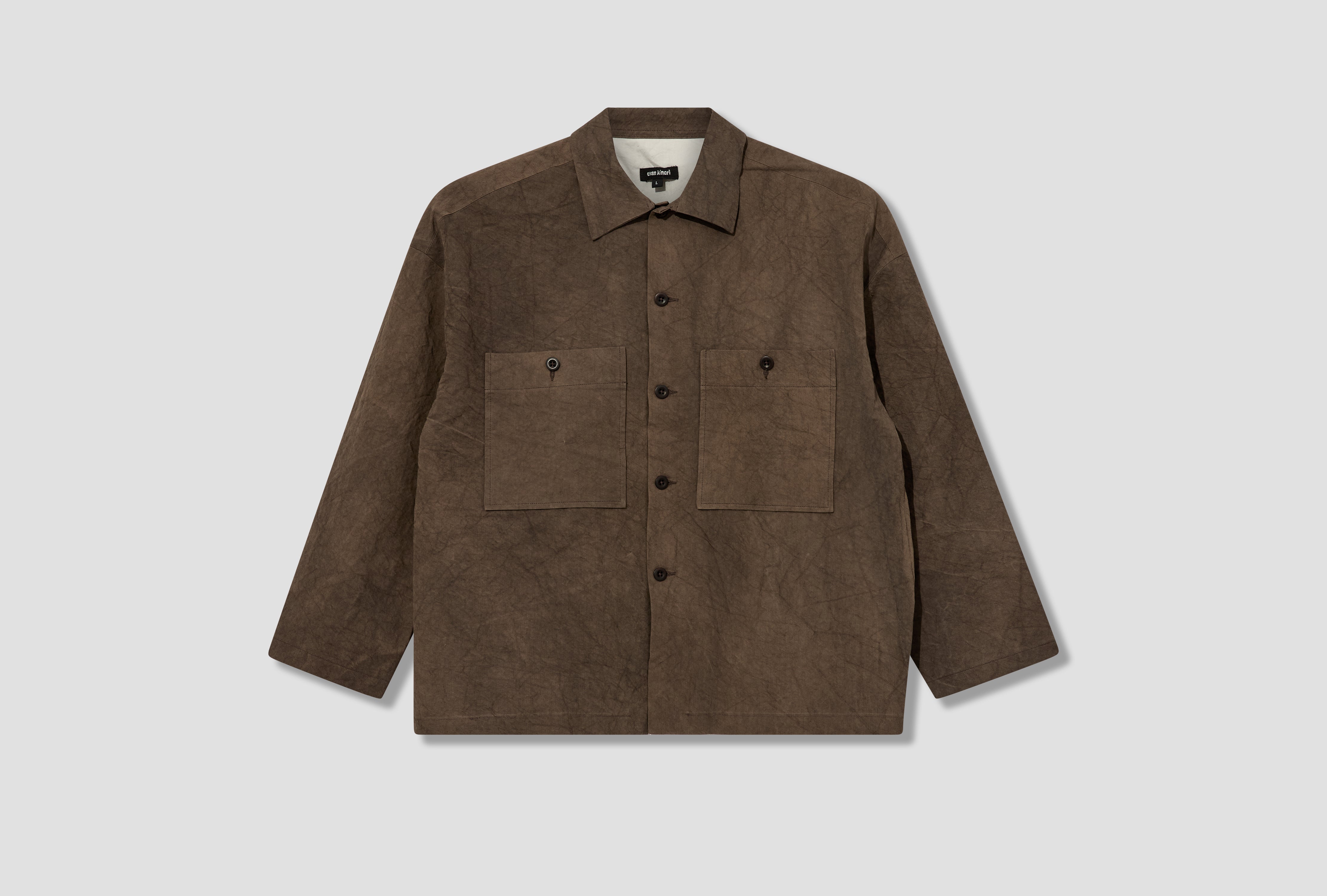 EVAN KINORI FIELD SHIRT TWO - NATURAL DYE TWILL / BROWN (PERSIMMON